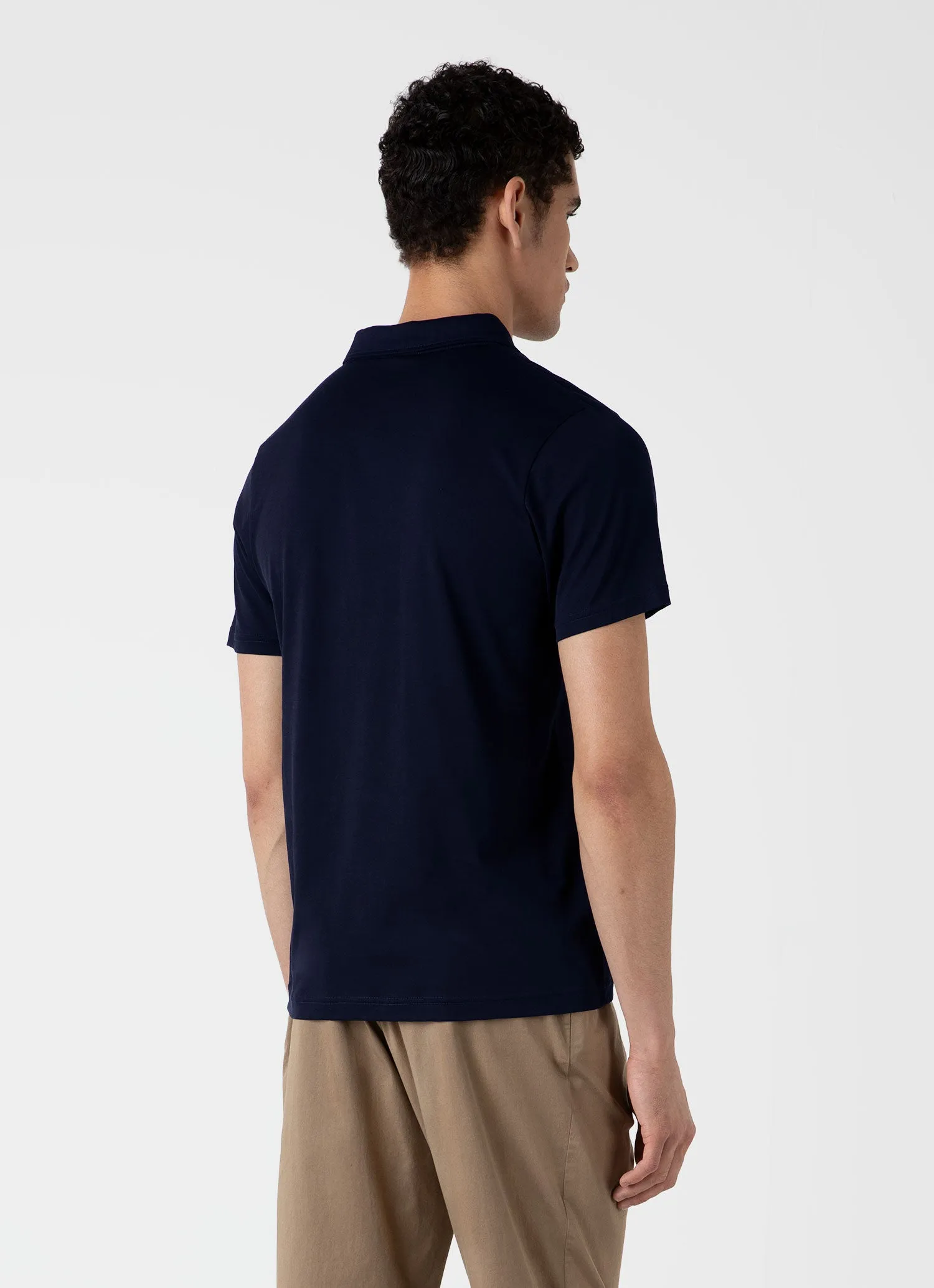 Men's Jersey Classic Polo Shirt in Navy Sunspel