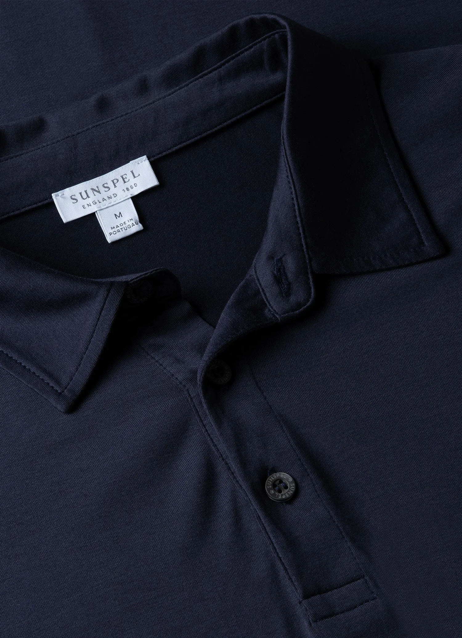 Men's Jersey Classic Polo Shirt in Navy Sunspel