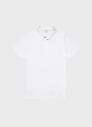 Men's Jersey Classic Polo Shirt in White Sunspel