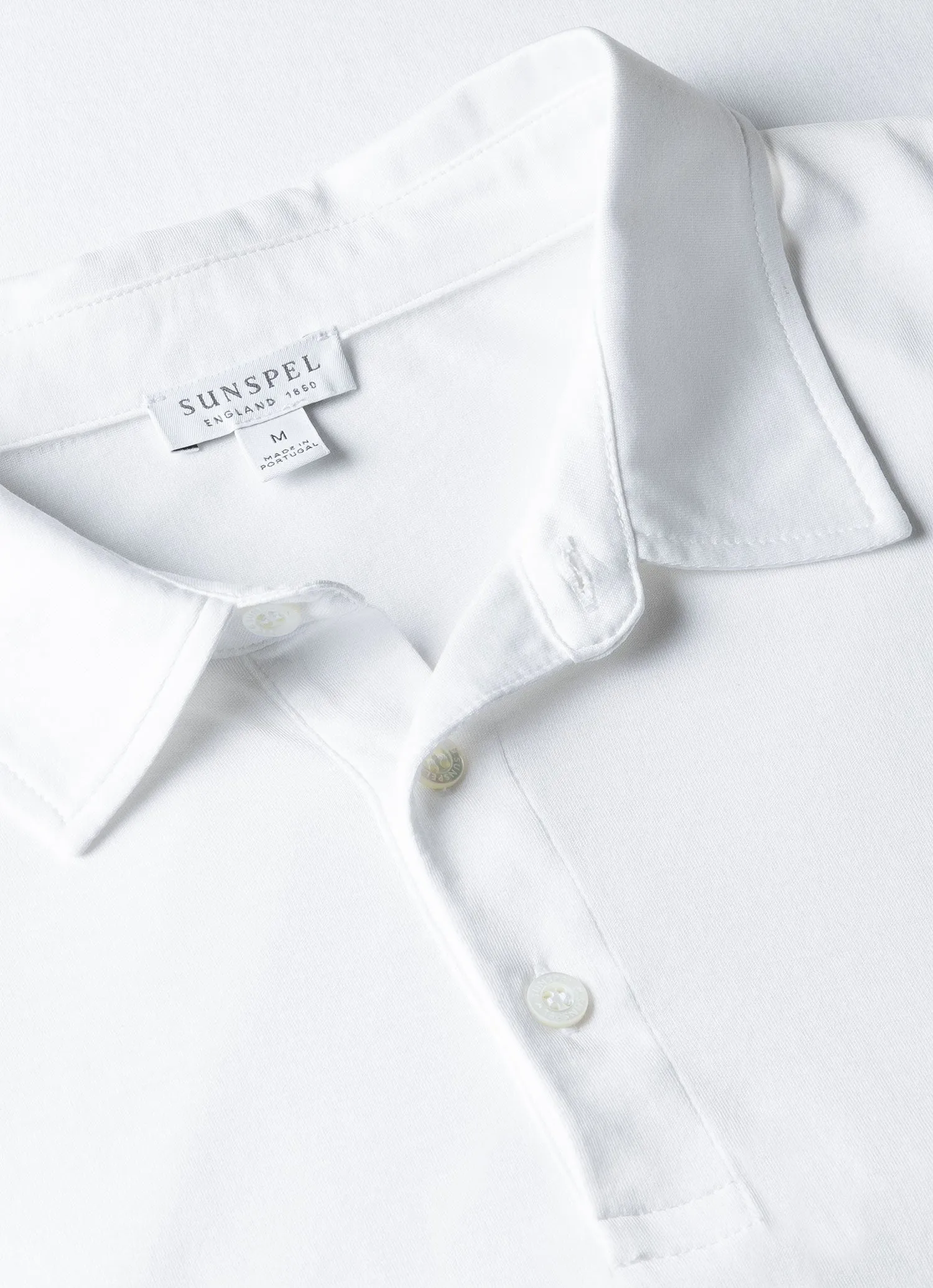 Men's Jersey Classic Polo Shirt in White Sunspel