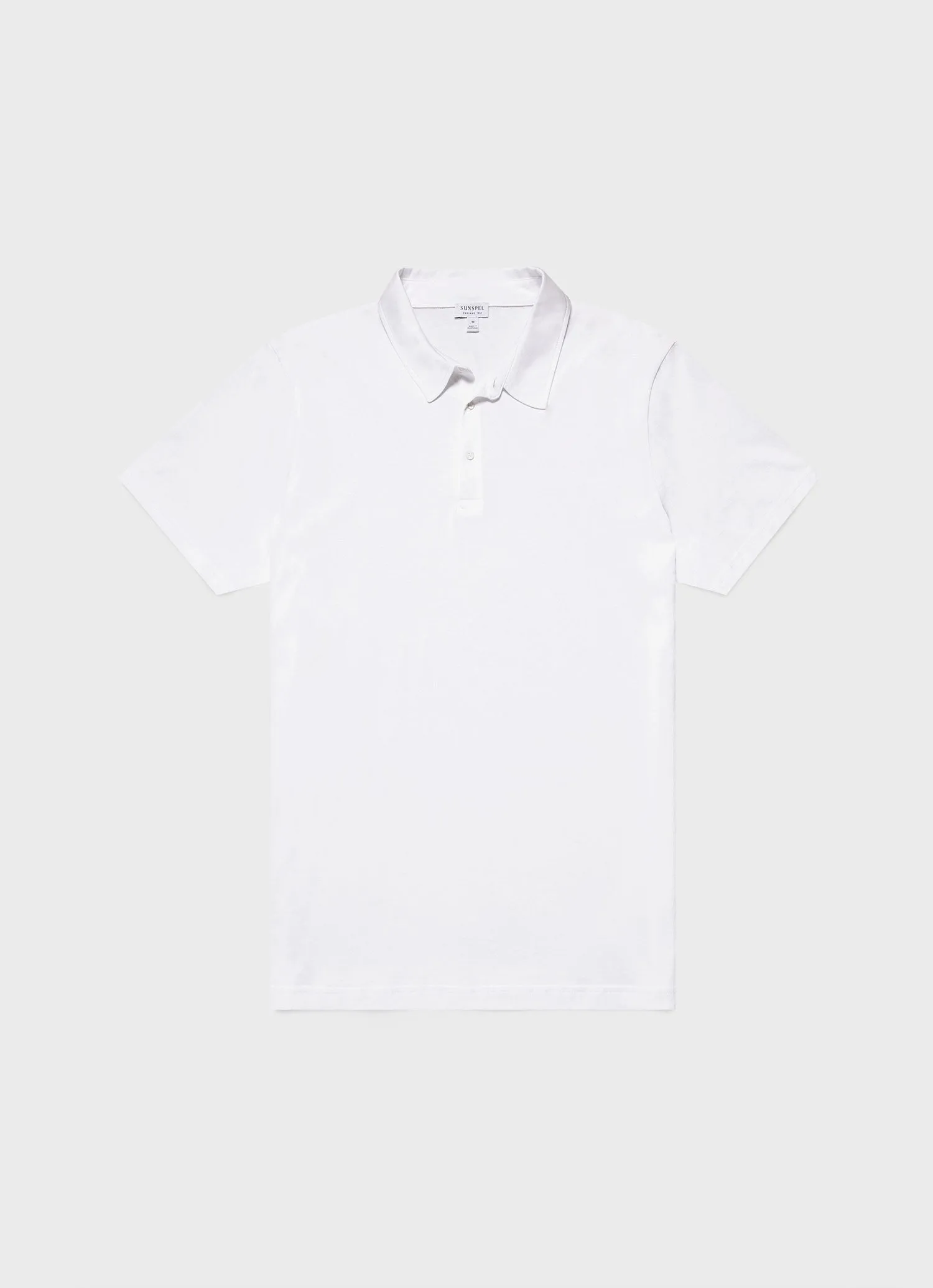 Men's Jersey Classic Polo Shirt in White Sunspel