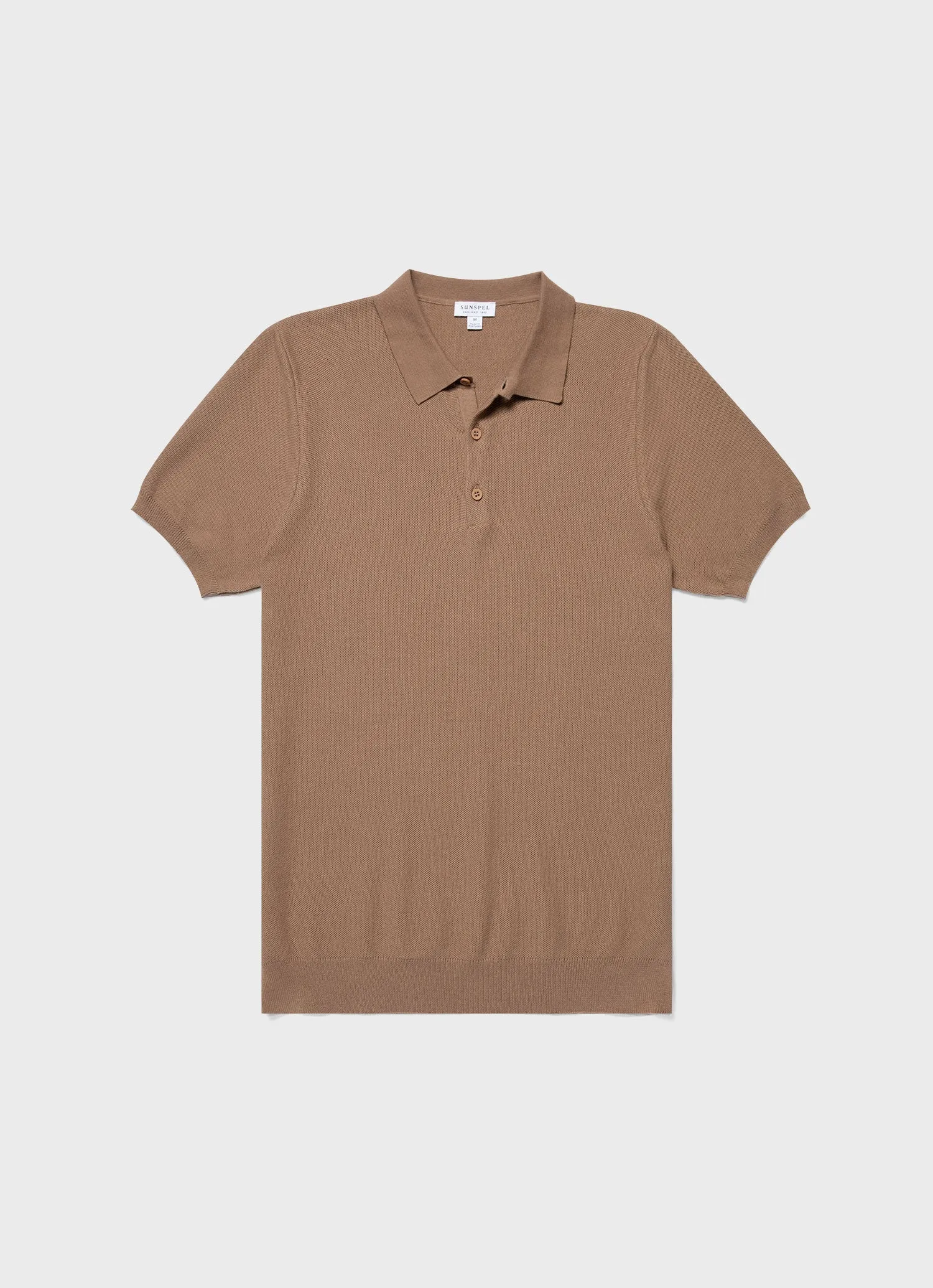 Men's Knit Polo Shirt in Dune Sunspel