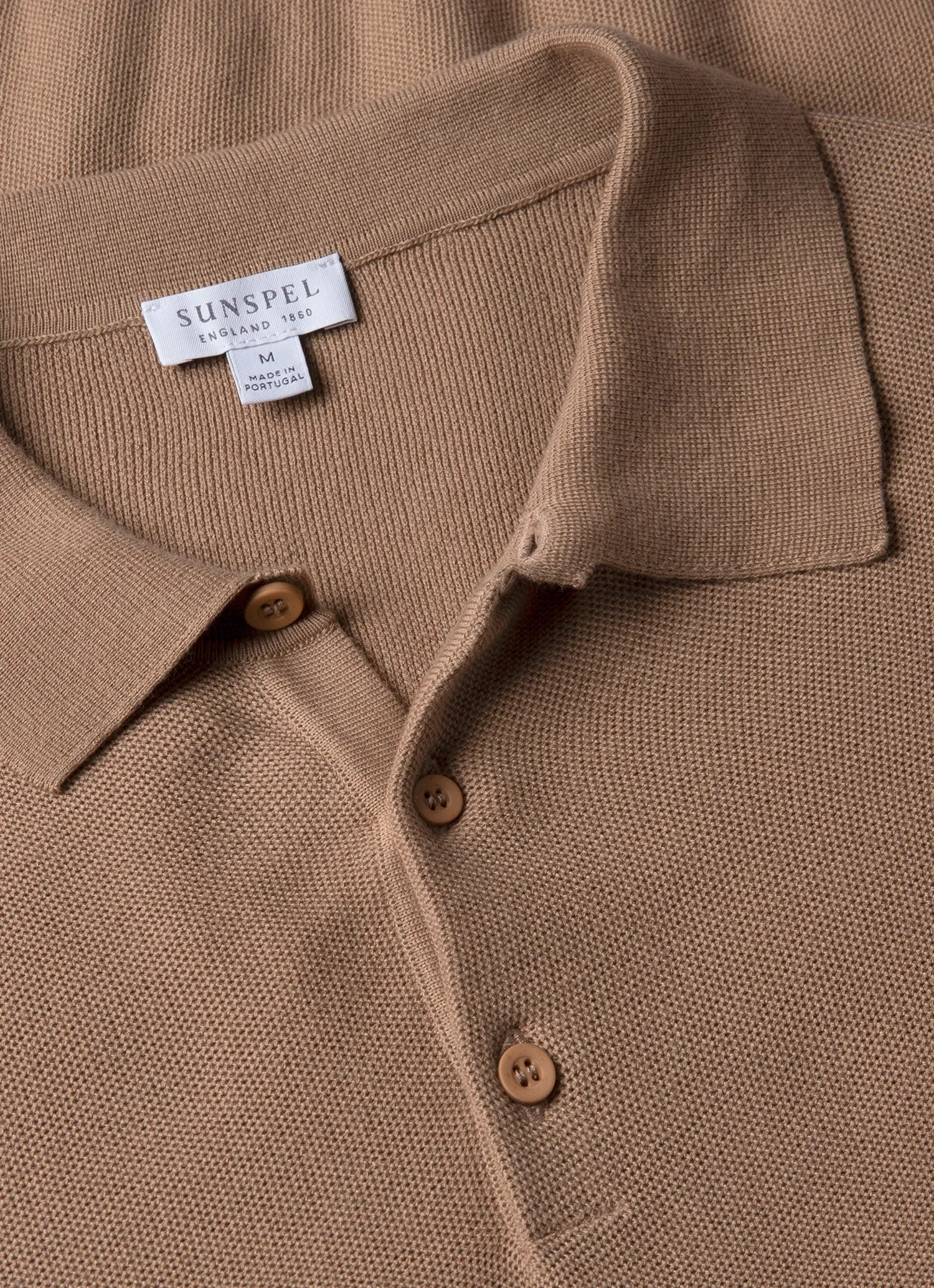 Men's Knit Polo Shirt in Dune Sunspel