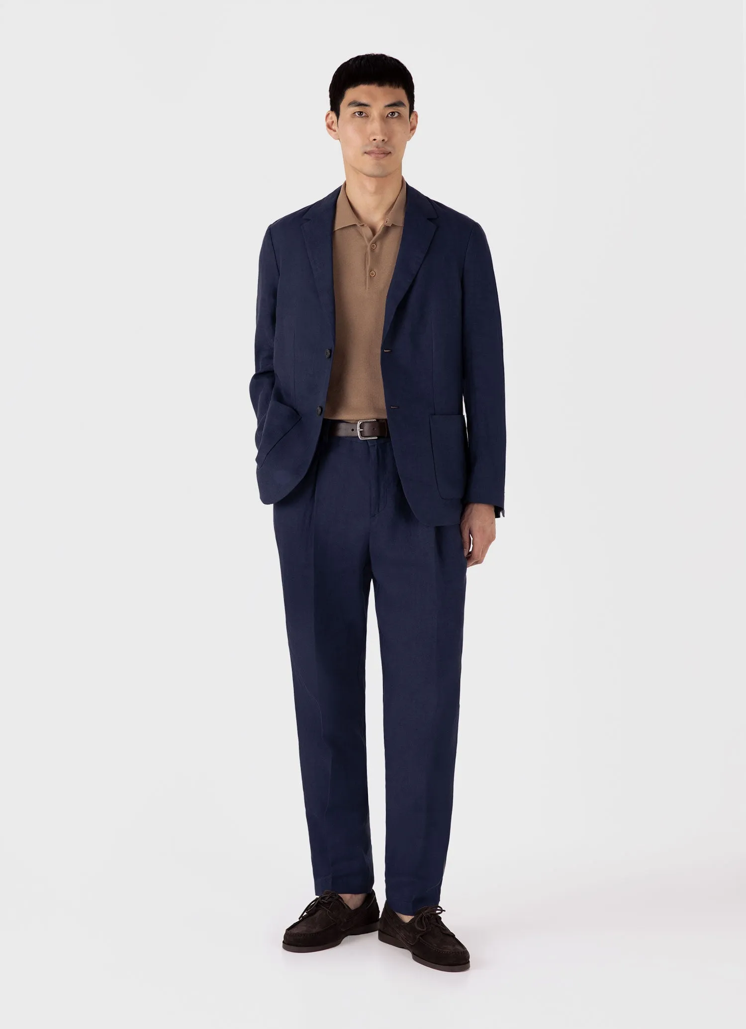Men's Knit Polo Shirt in Dune Sunspel