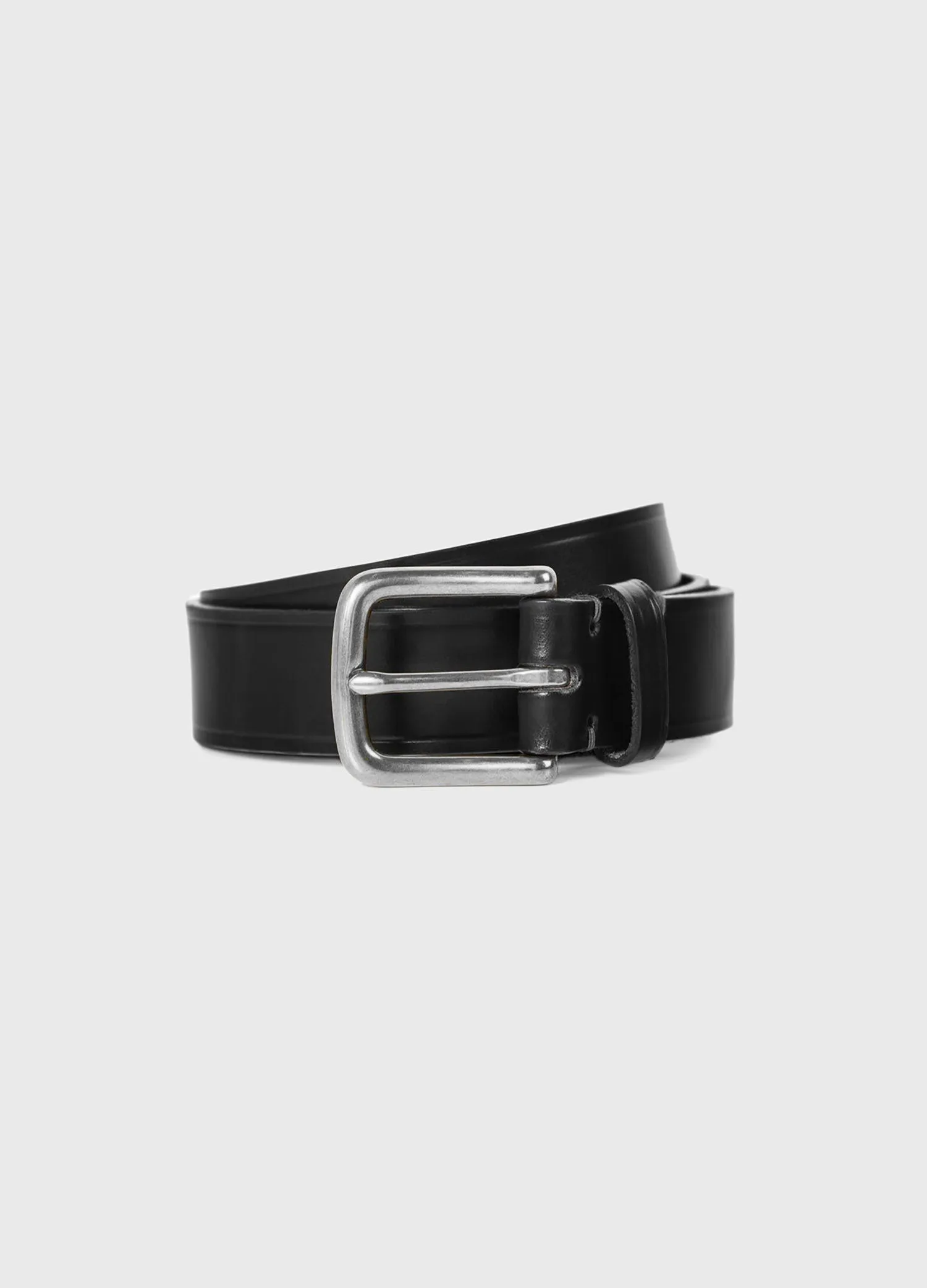 Men's Leather Belt in Black Sunspel
