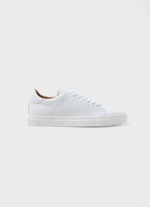 Men's Leather Tennis Shoe in White Sunspel