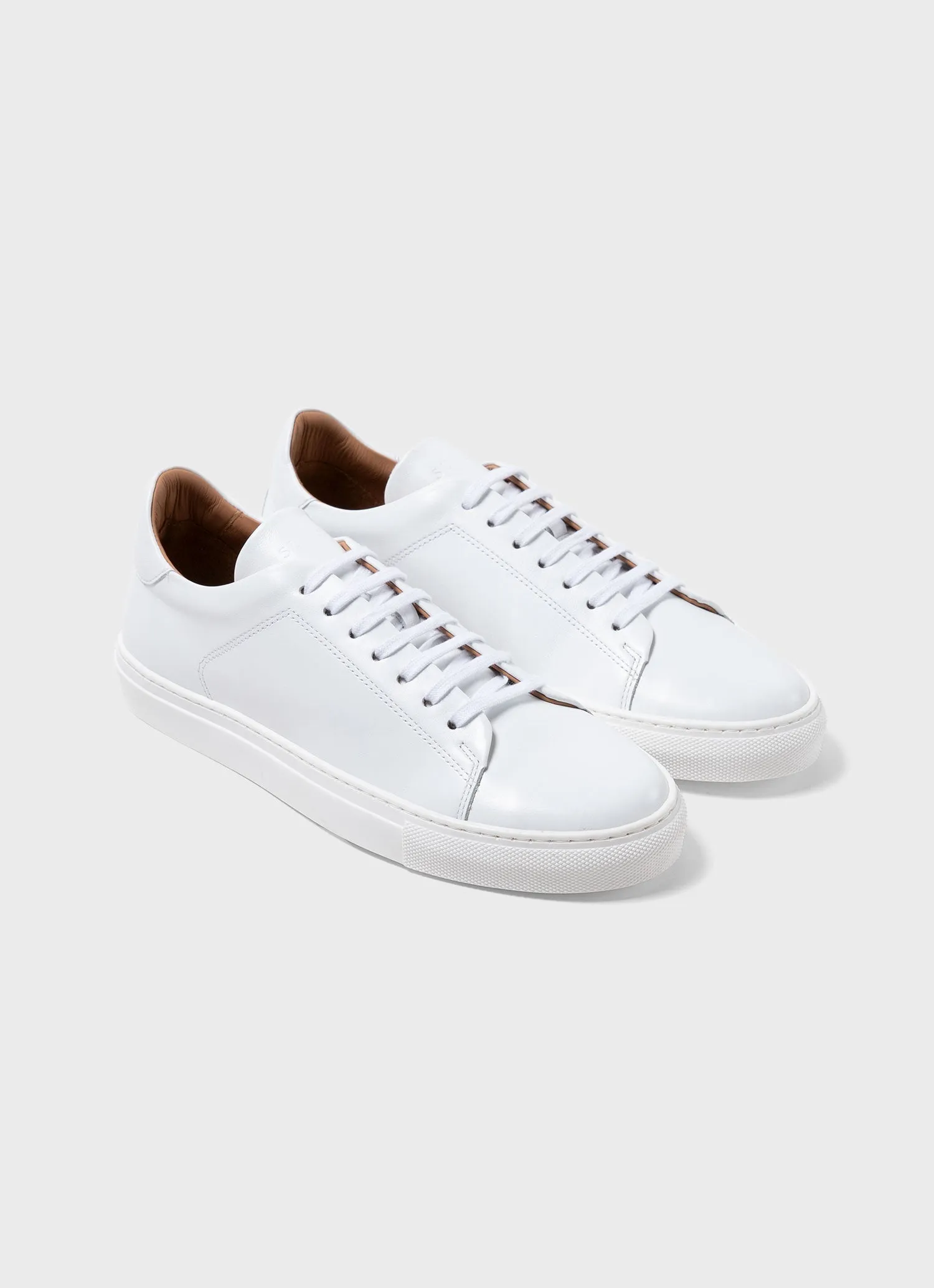 Men's Leather Tennis Shoe in White Sunspel