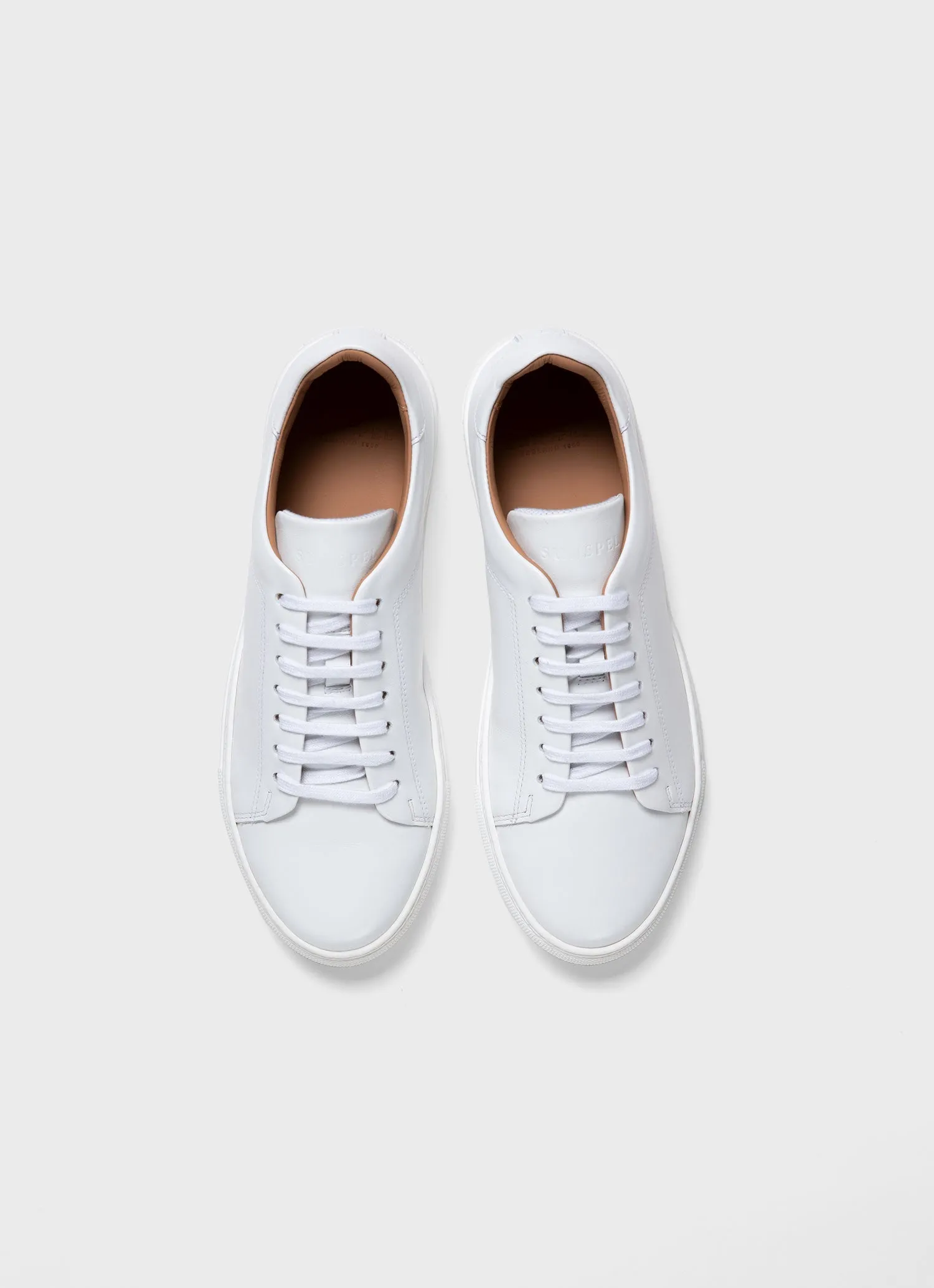 Men's Leather Tennis Shoe in White Sunspel