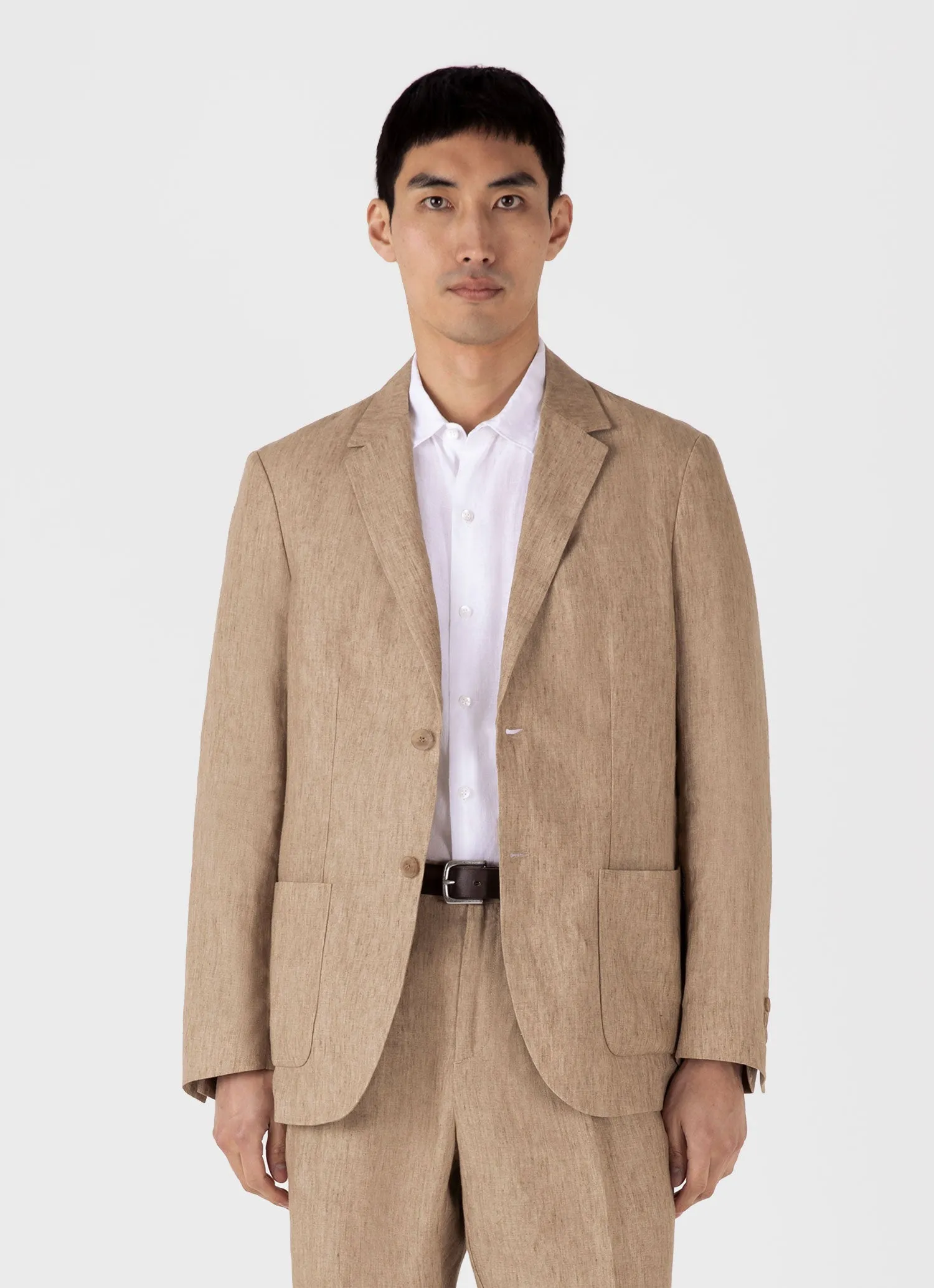 Men's Linen Blazer in Dune Melange Sunspel