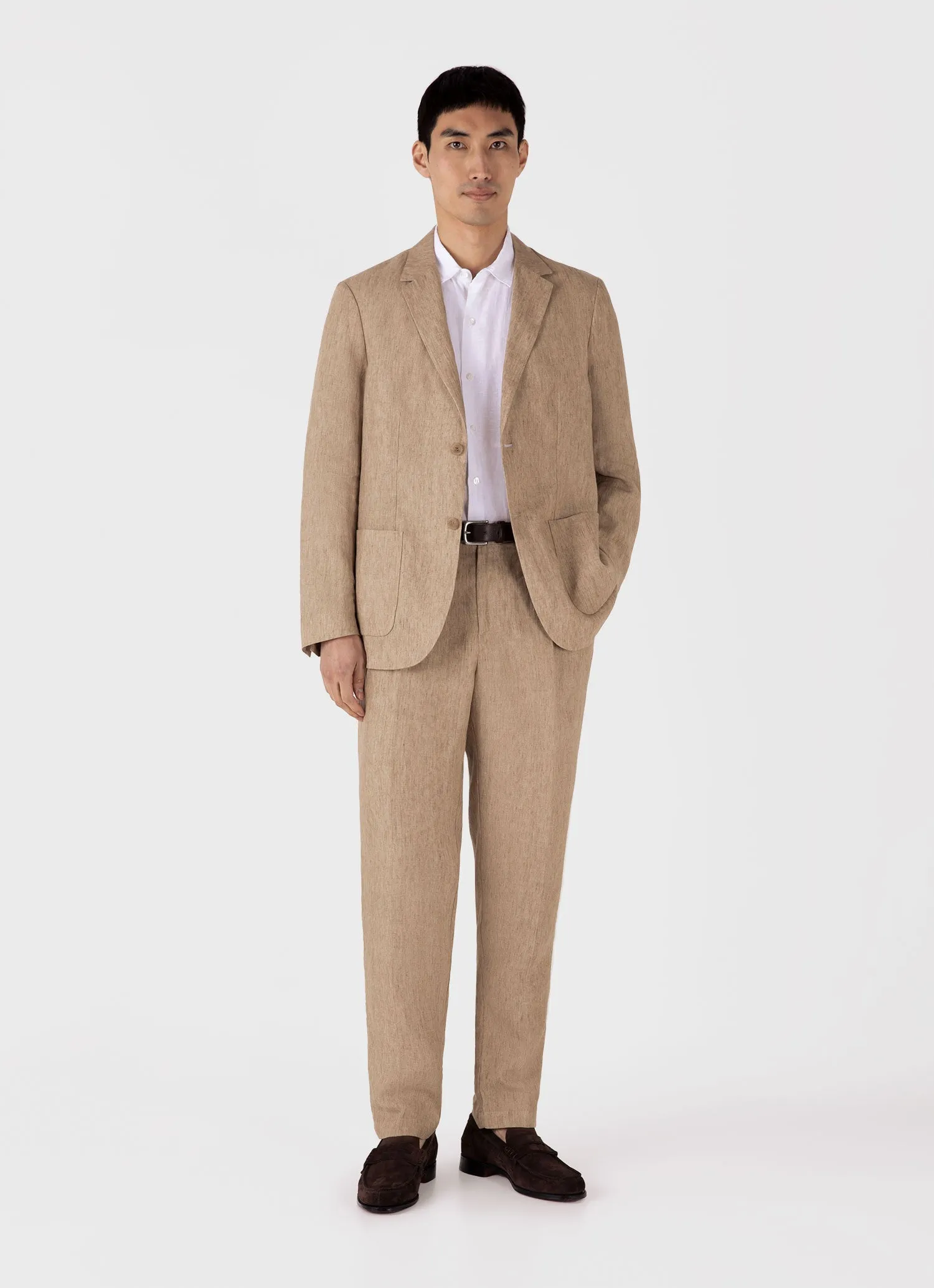 Men's Linen Blazer in Dune Melange Sunspel