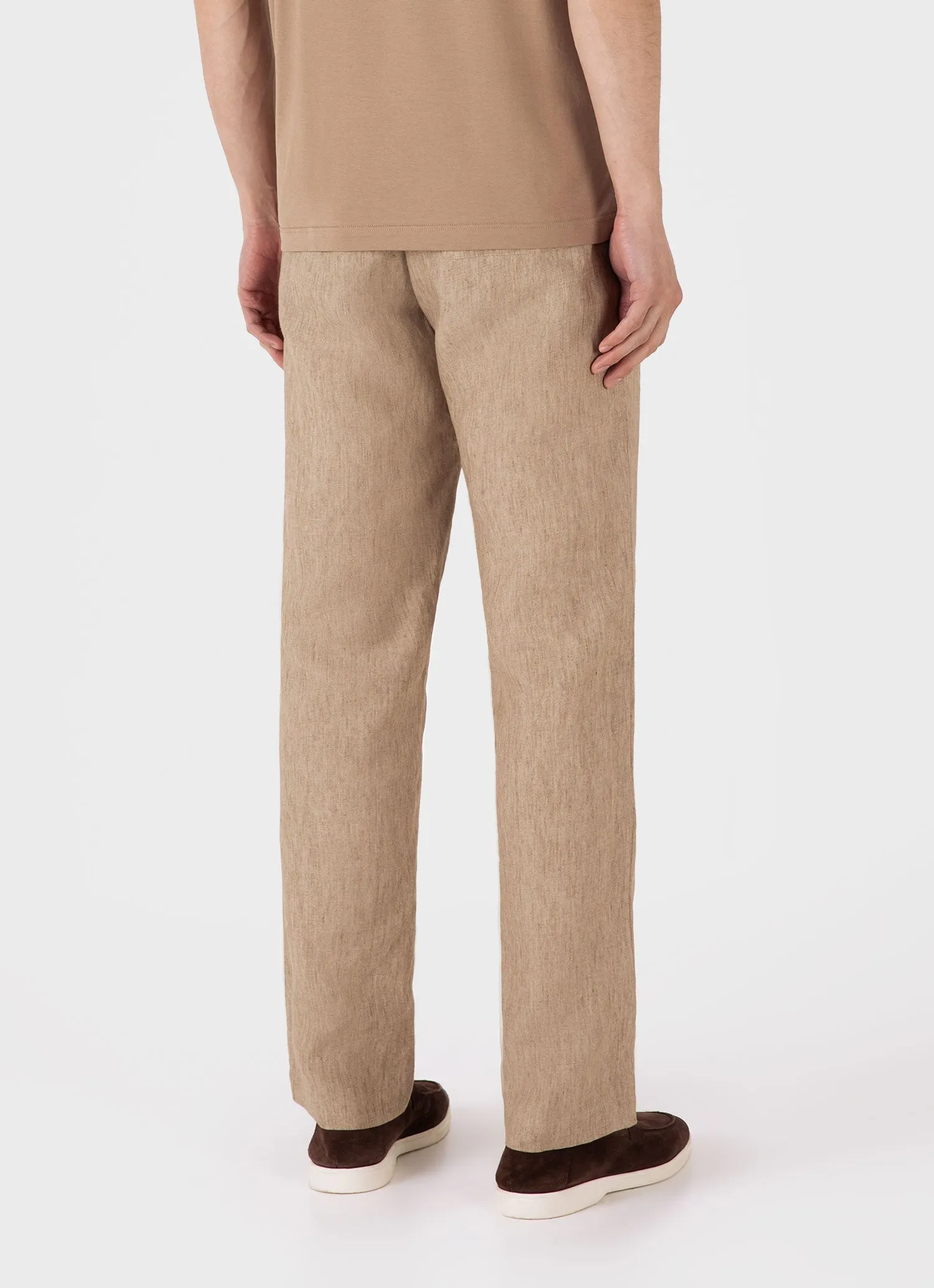 Men's Linen Drawstring Trouser in Dune Melange Sunspel