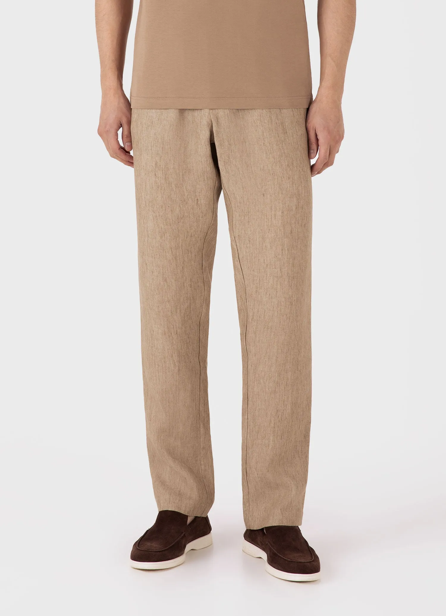 Men's Linen Drawstring Trouser in Dune Melange Sunspel