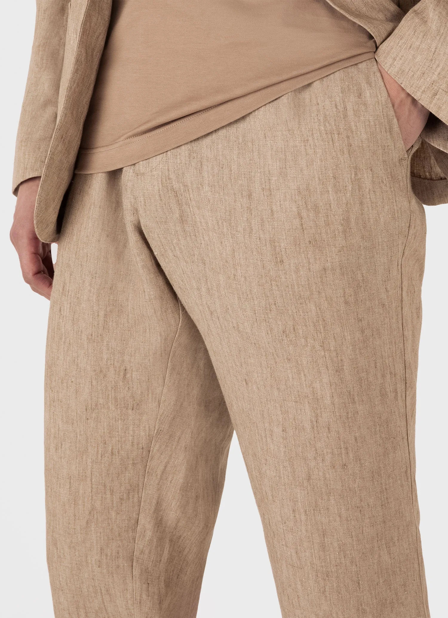 Men's Linen Drawstring Trouser in Dune Melange Sunspel