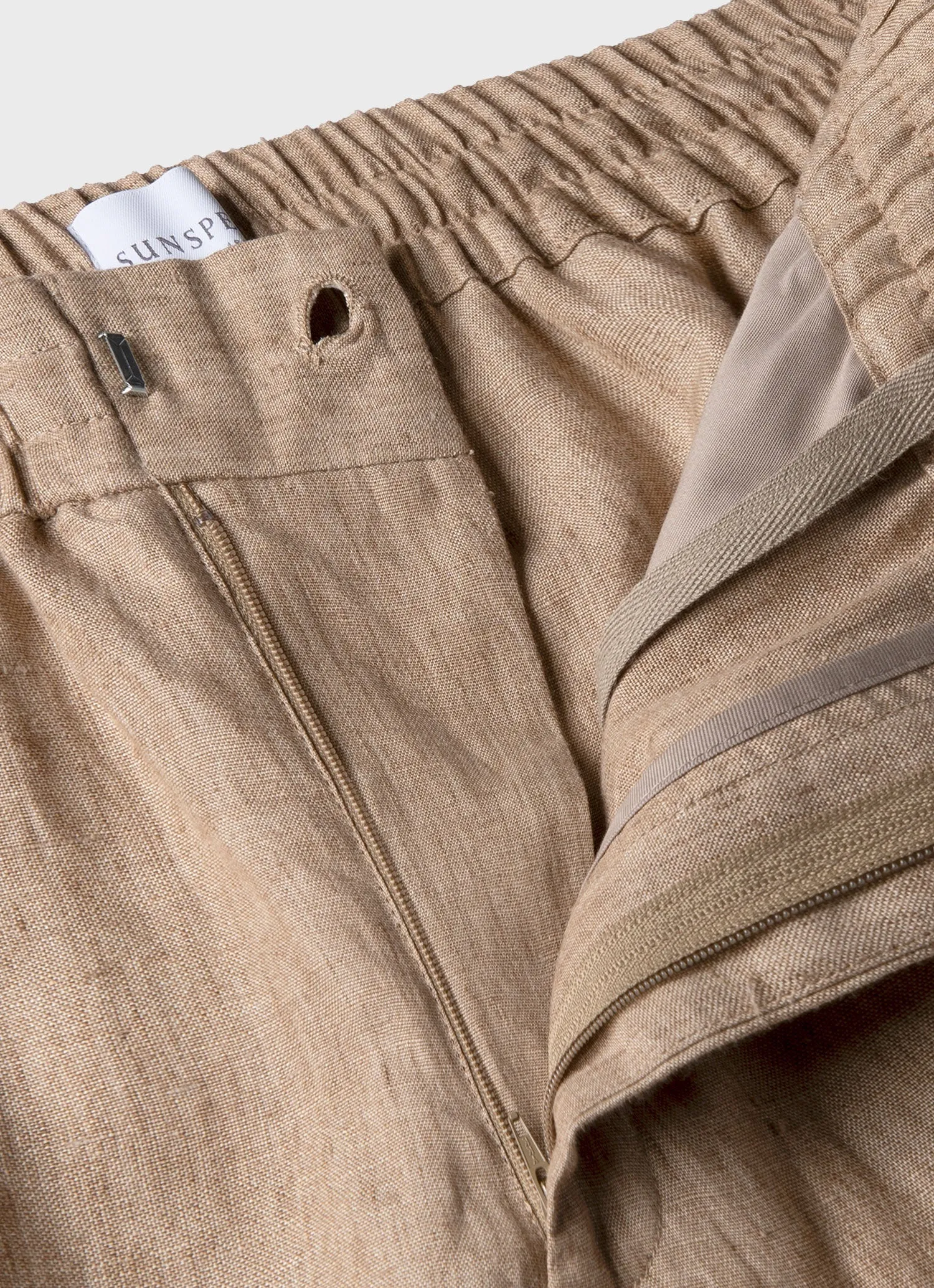 Men's Linen Drawstring Trouser in Dune Melange Sunspel
