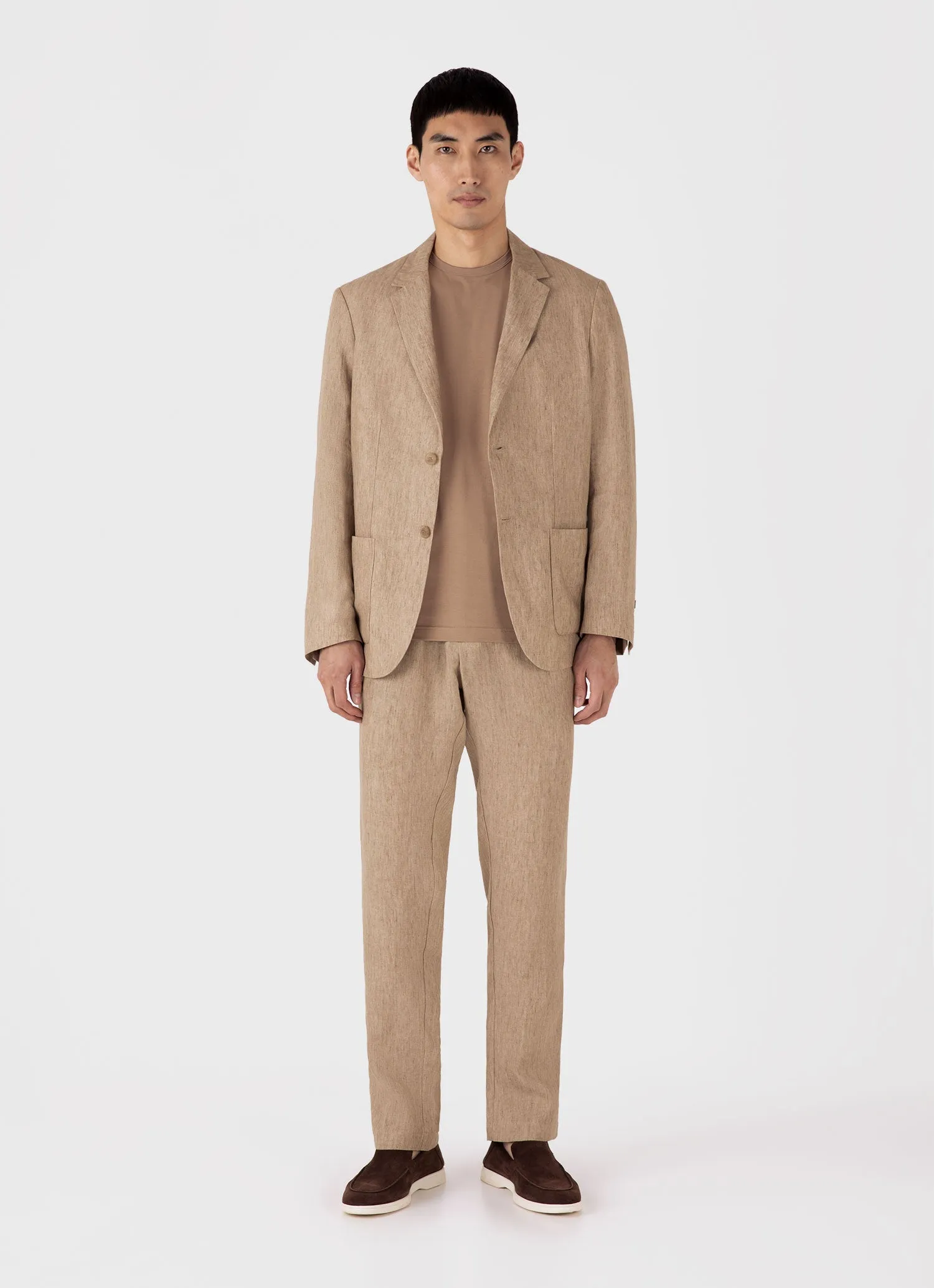 Men's Linen Drawstring Trouser in Dune Melange Sunspel