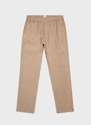 Men's Linen Drawstring Trouser in Dune Melange Sunspel