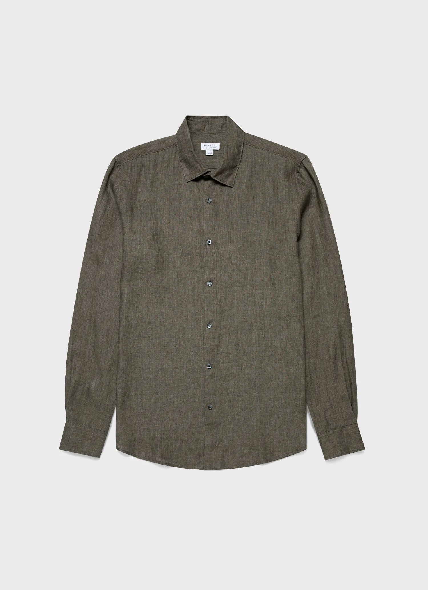 Men's Linen Shirt in Dusk Green Sunspel