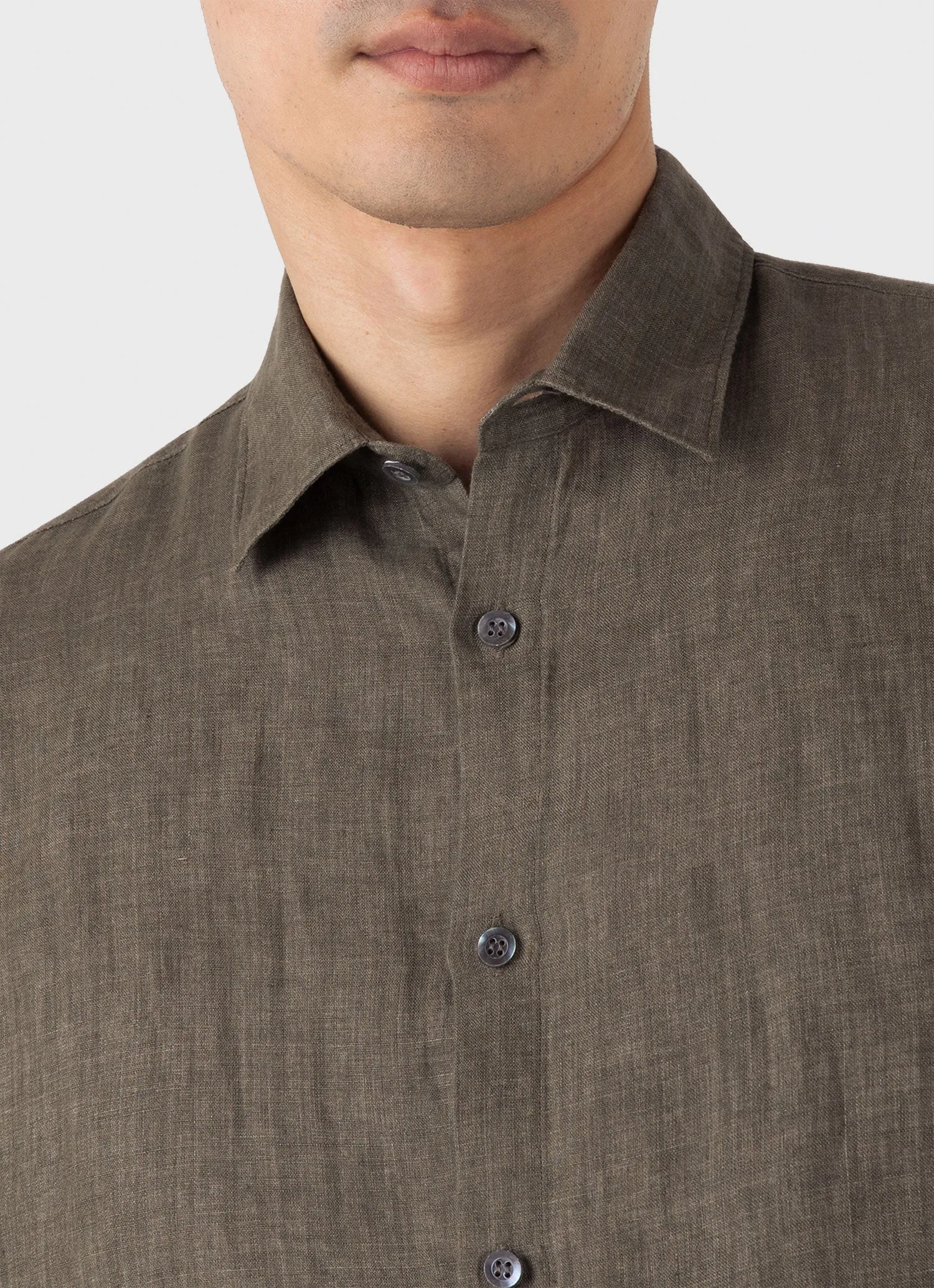 Men's Linen Shirt in Dusk Green Sunspel