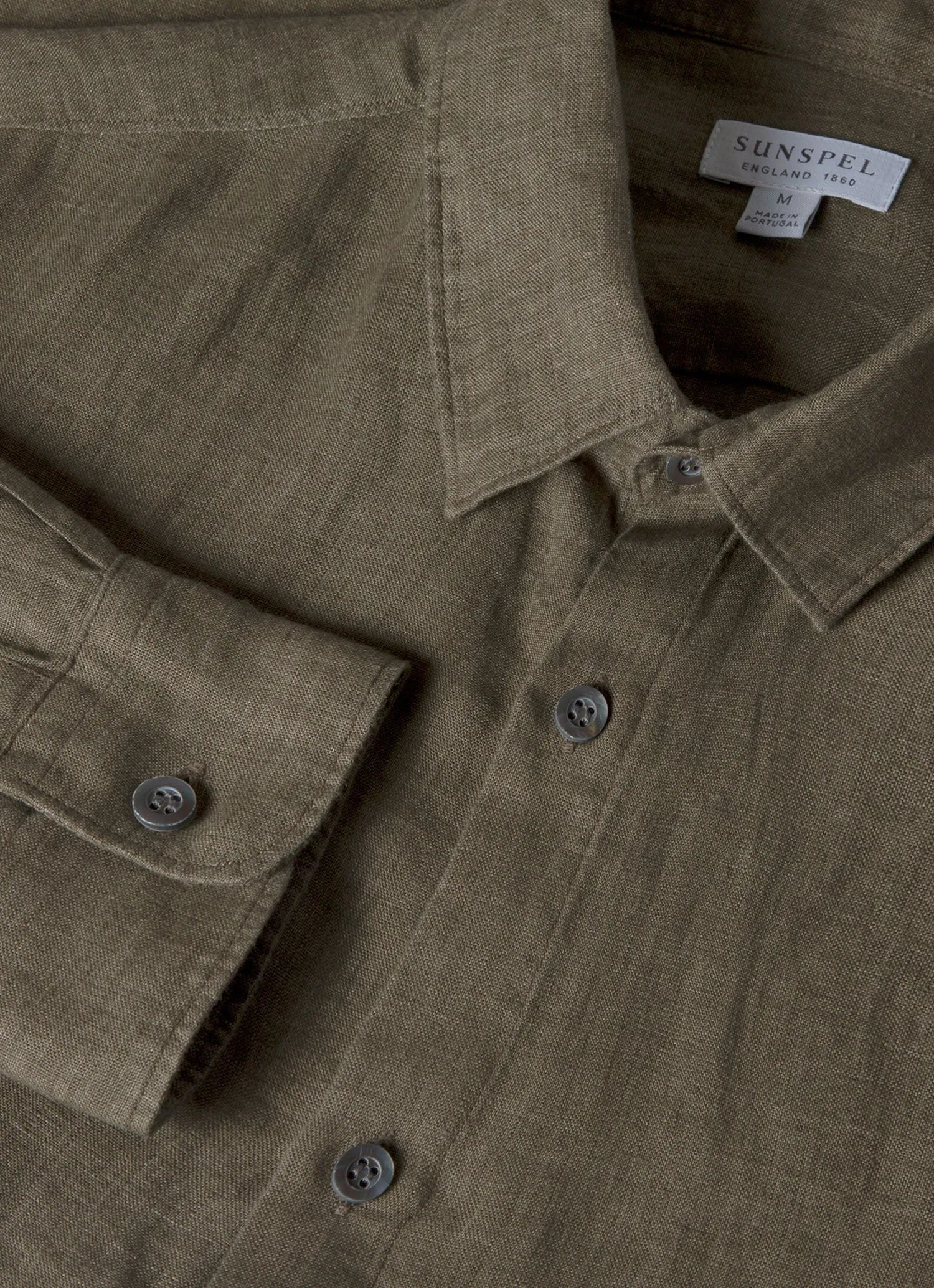 Men's Linen Shirt in Dusk Green Sunspel