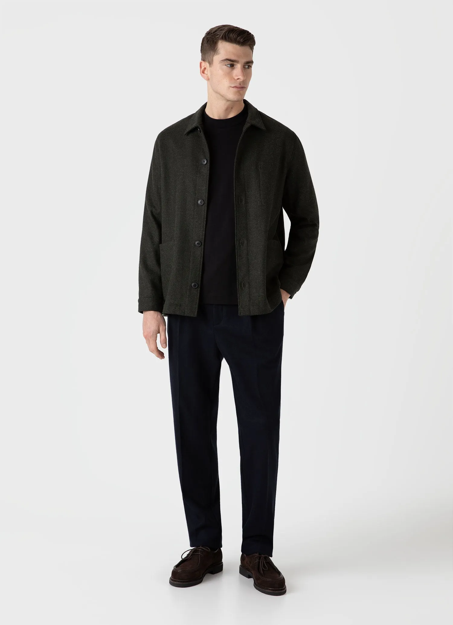 Men's Long Sleeve Heavyweight T-shirt in Black Sunspel