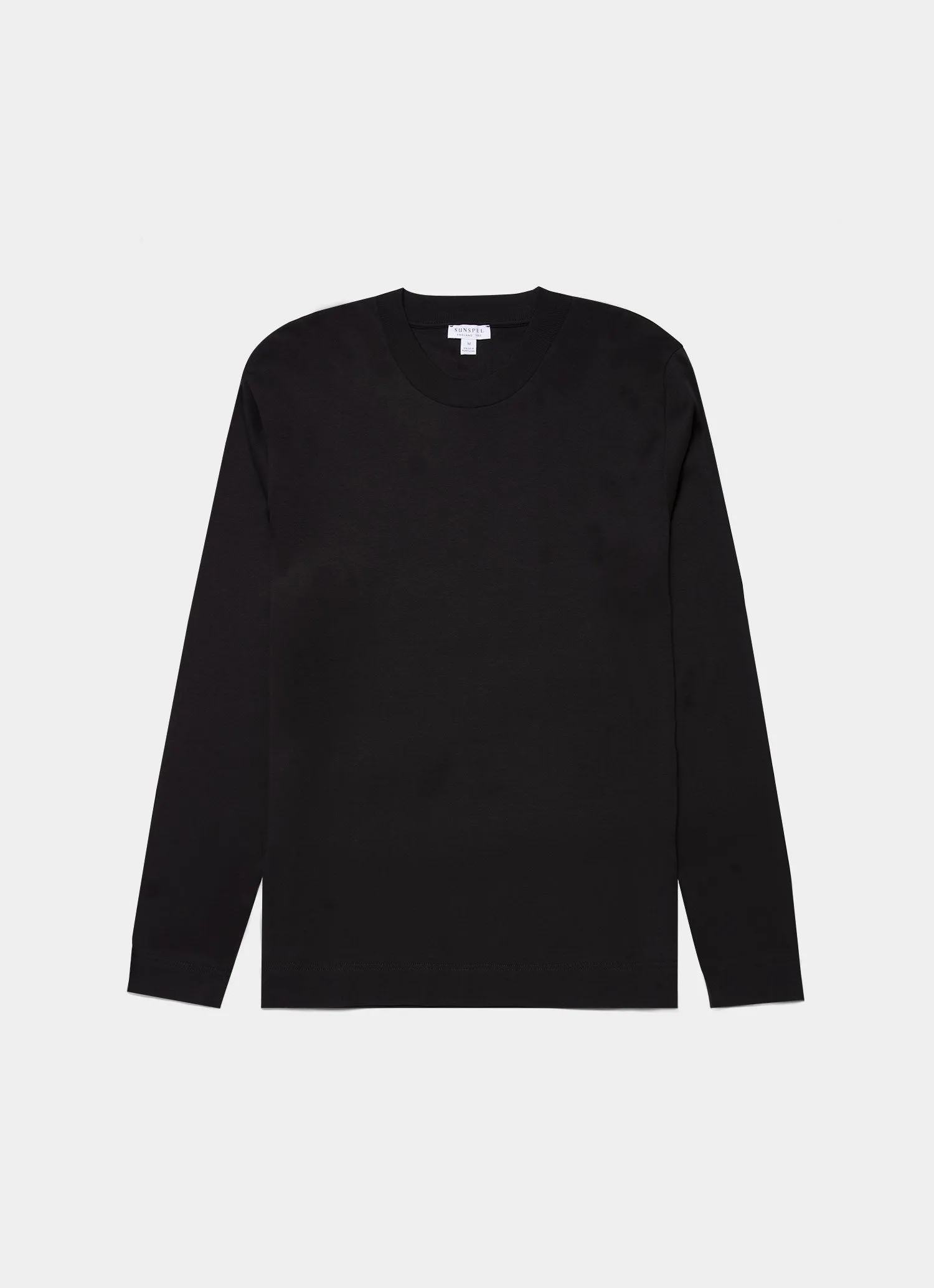 Men's Long Sleeve Heavyweight T-shirt in Black Sunspel