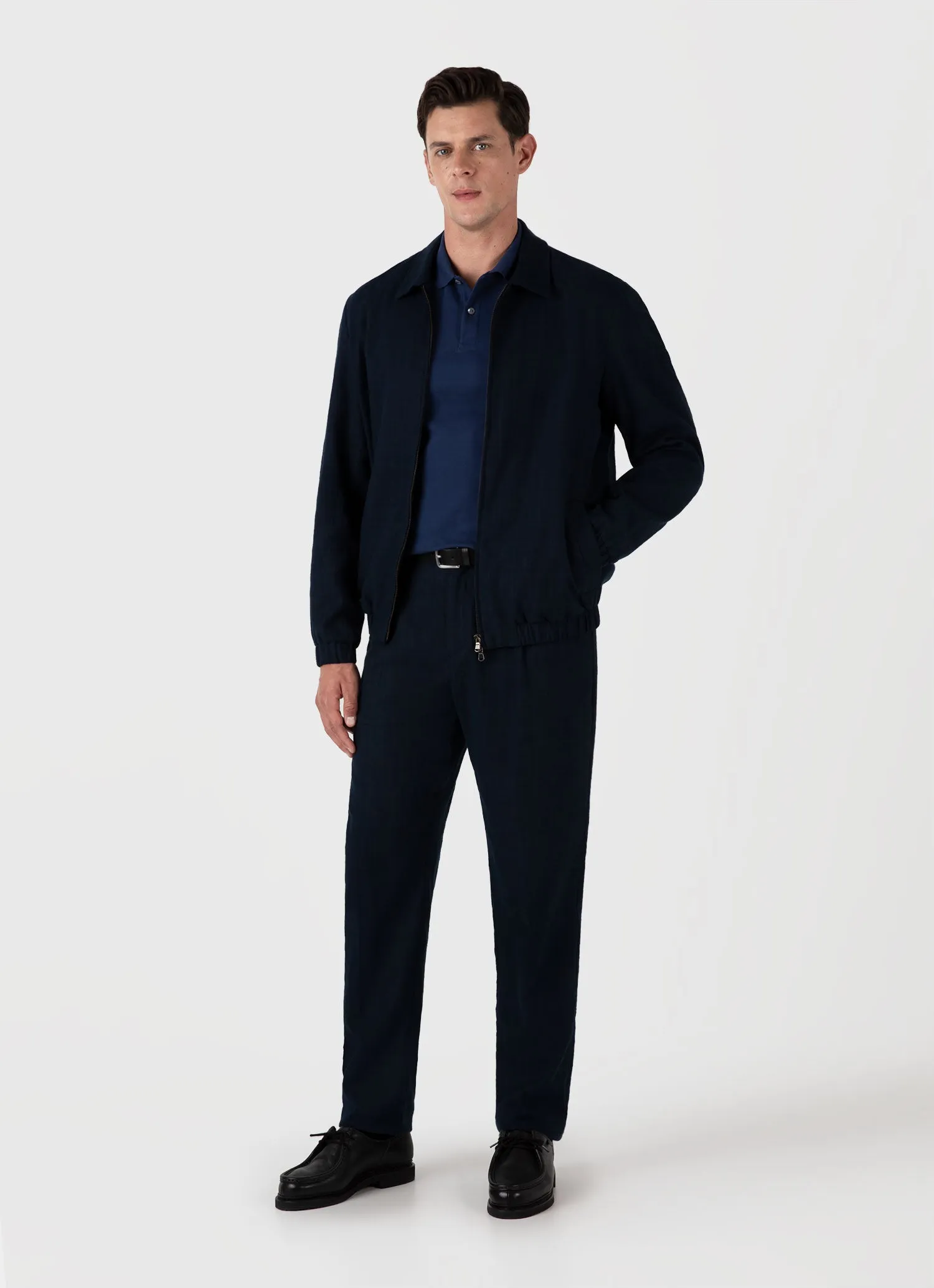 Men's Piqué Polo Shirt in Ink Blue Sunspel