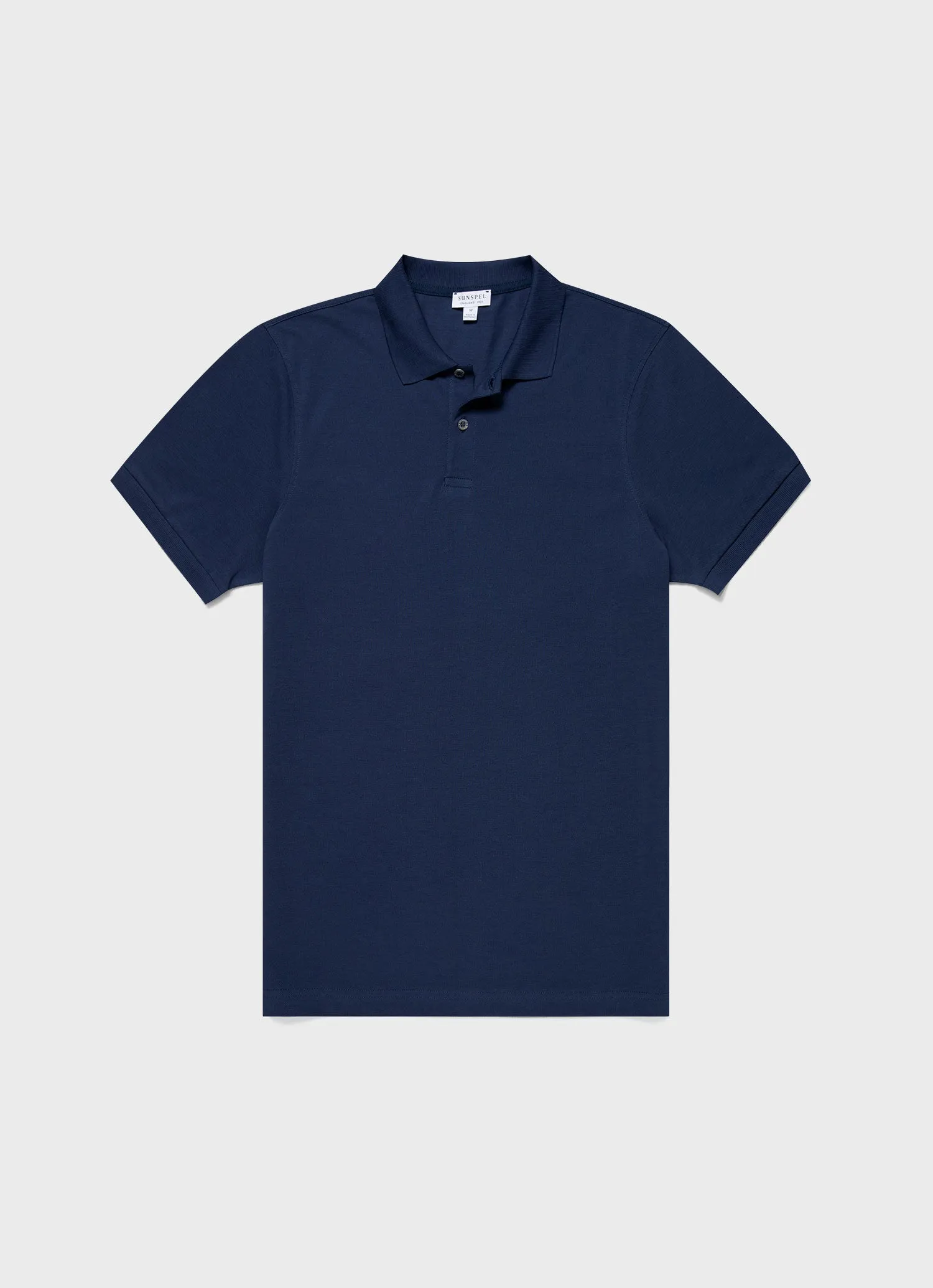 Men's Piqué Polo Shirt in Ink Blue Sunspel