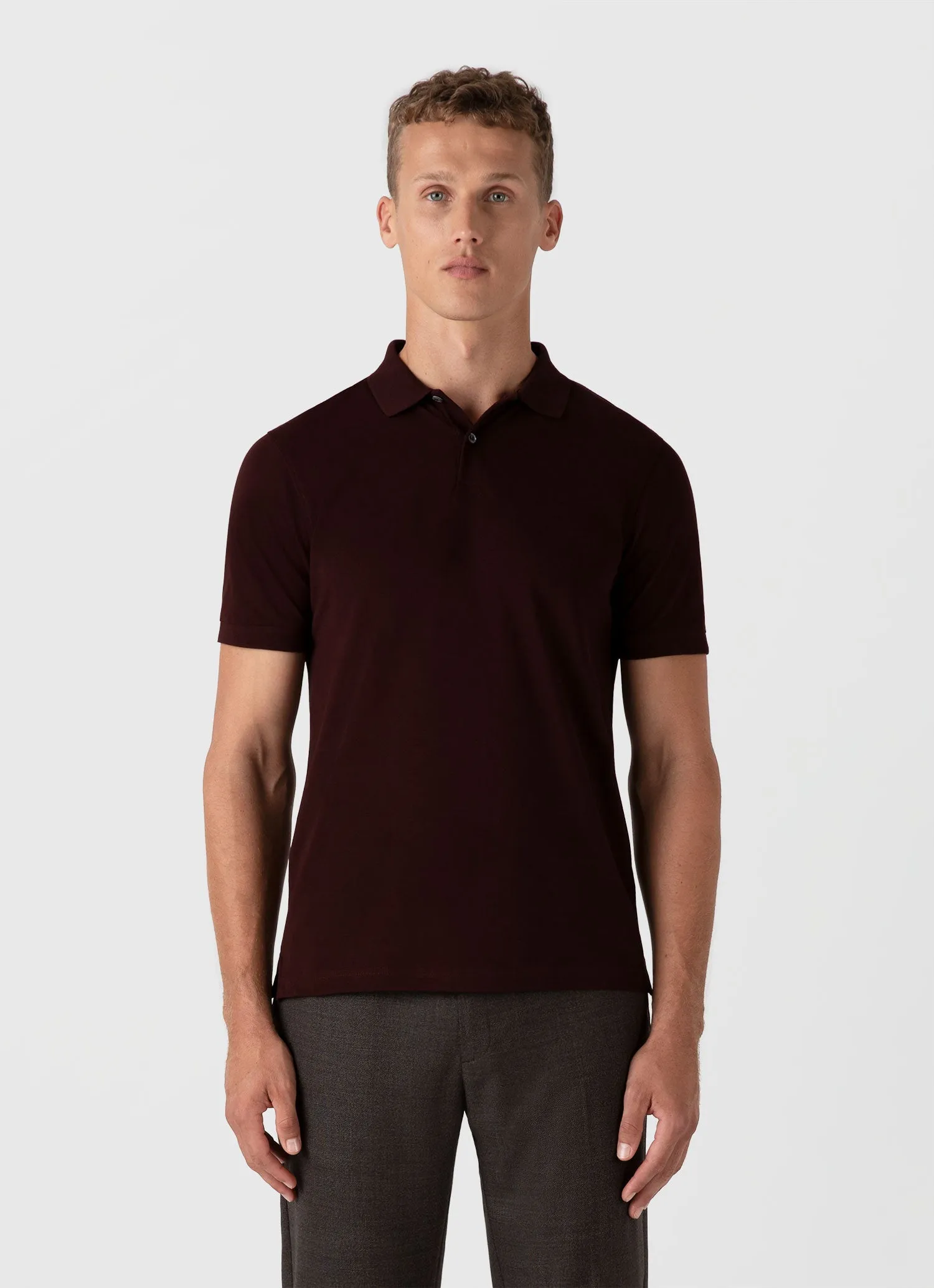 Men's Piqué Polo Shirt in Raisin Sunspel