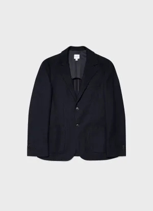 Men's Piqué Unstructured Blazer in Navy Sunspel
