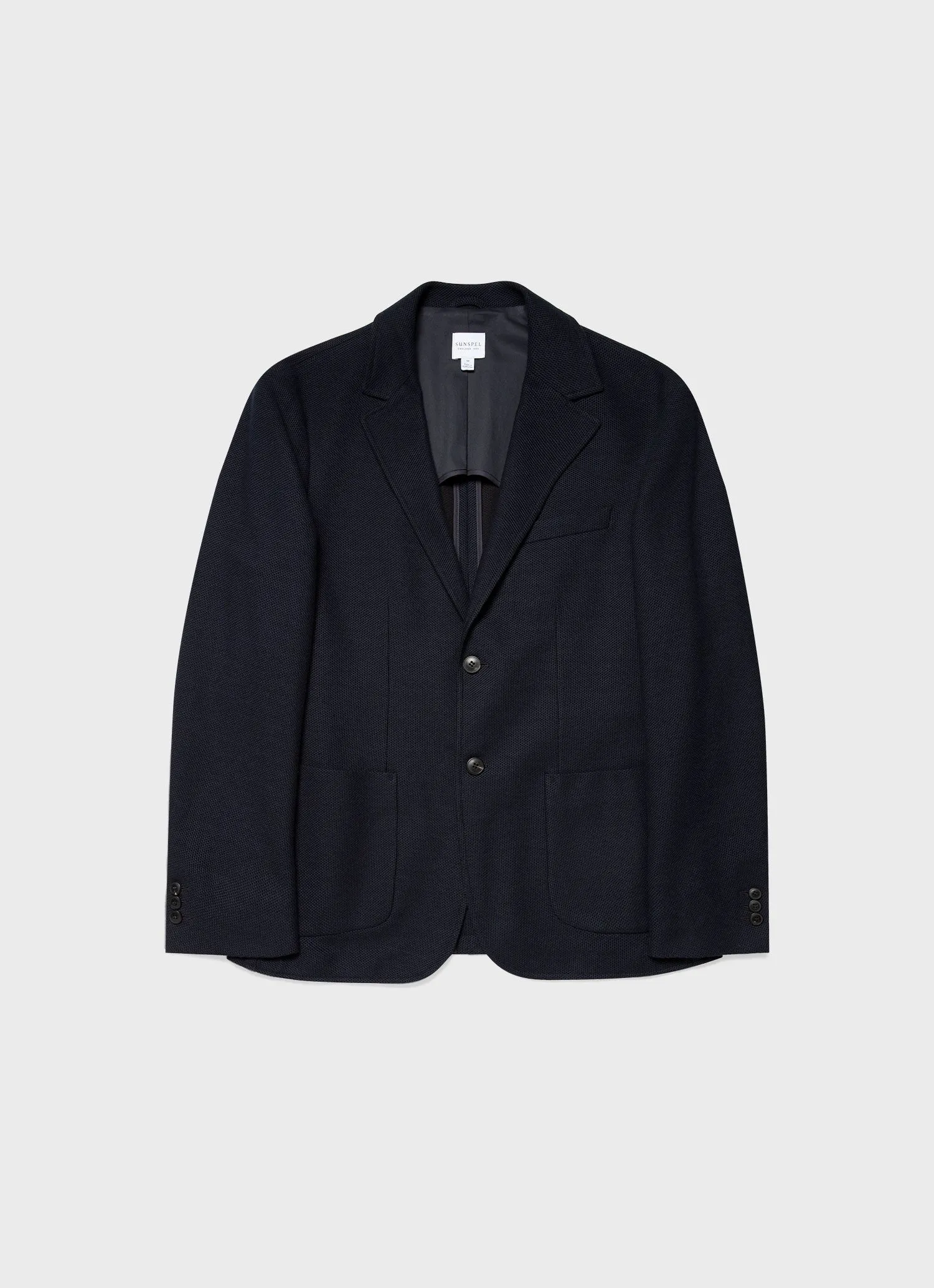 Men's Piqué Unstructured Blazer in Navy Sunspel