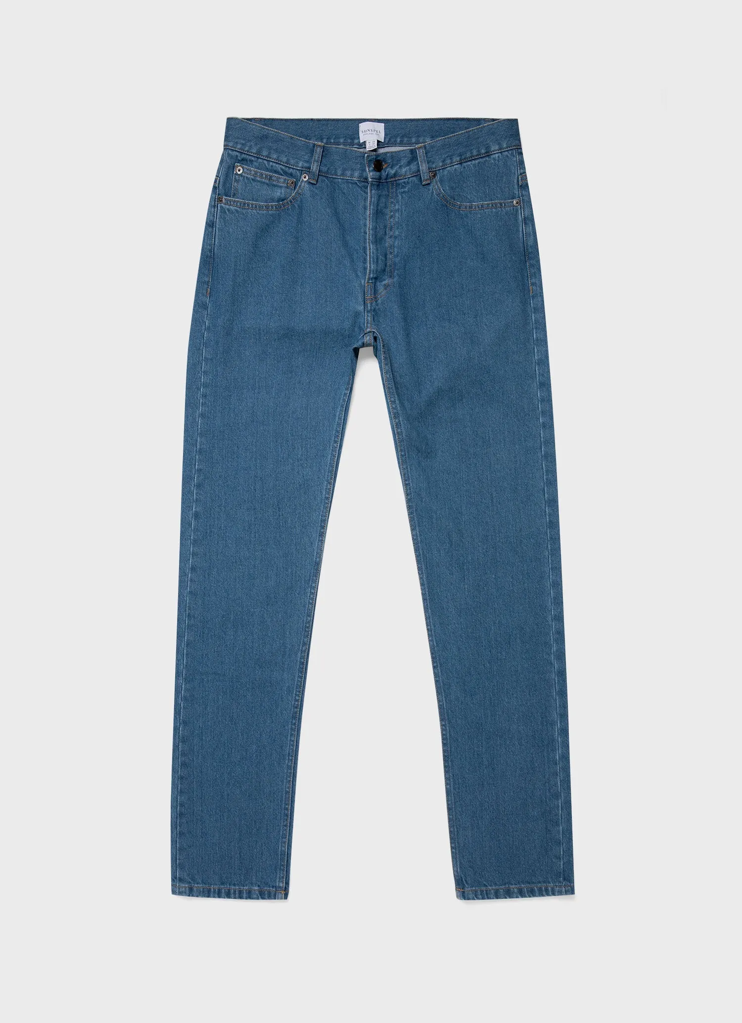 Men's Regular Fit Jeans in Mid Wash Denim Sunspel