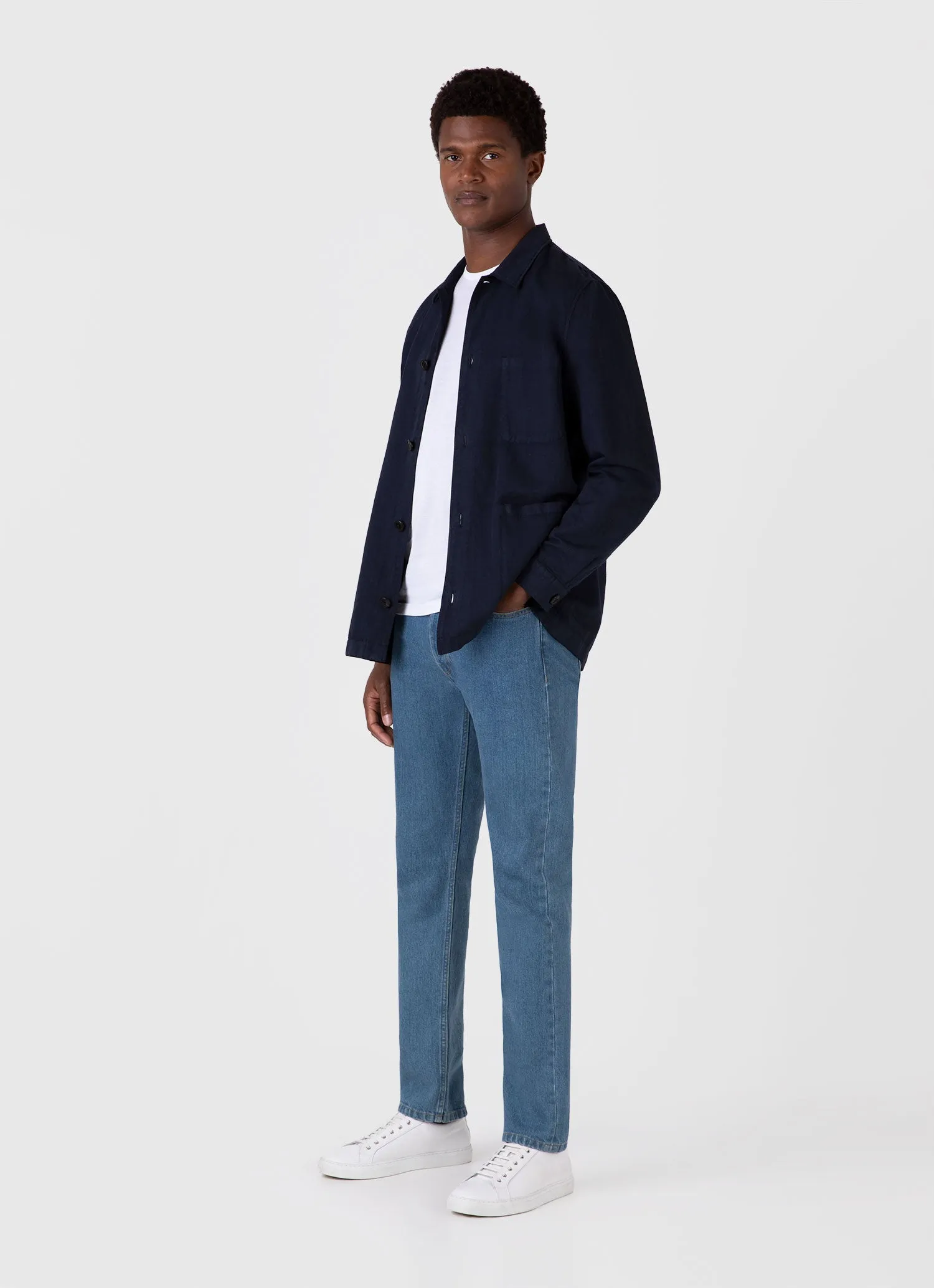 Men's Regular Fit Jeans in Mid Wash Denim Sunspel