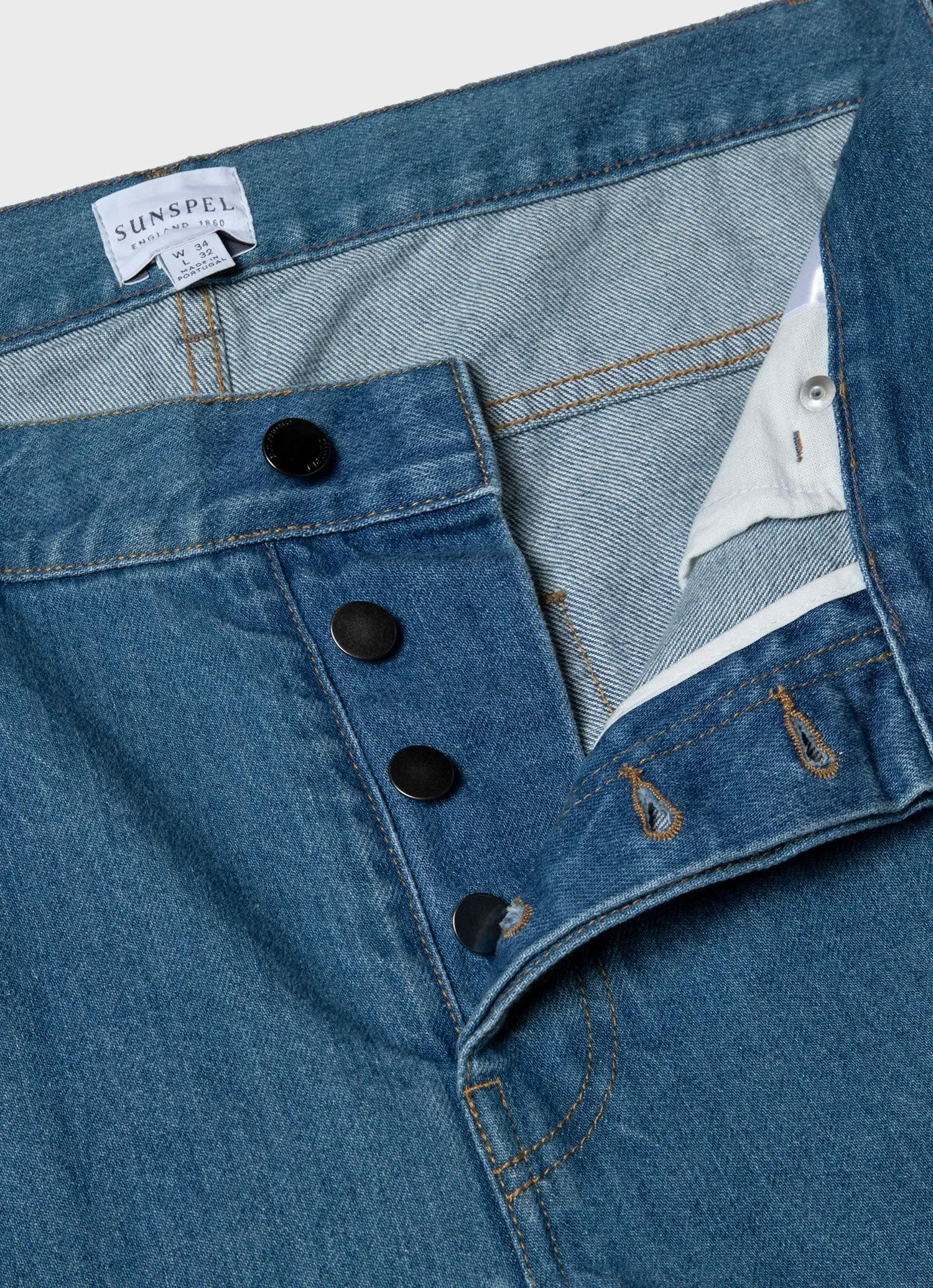 Men's Regular Fit Jeans in Mid Wash Denim Sunspel