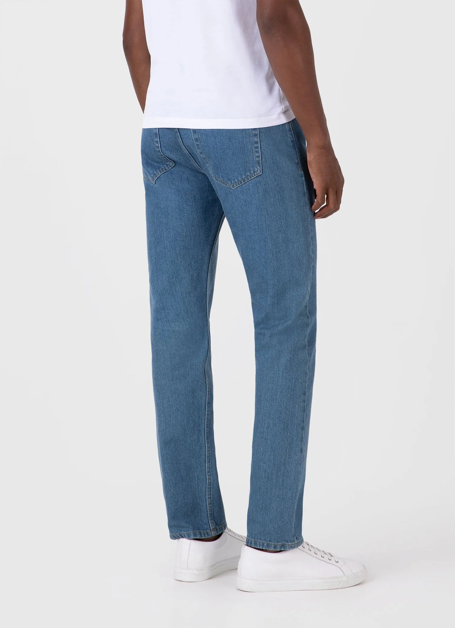 Men's Regular Fit Jeans in Mid Wash Denim Sunspel