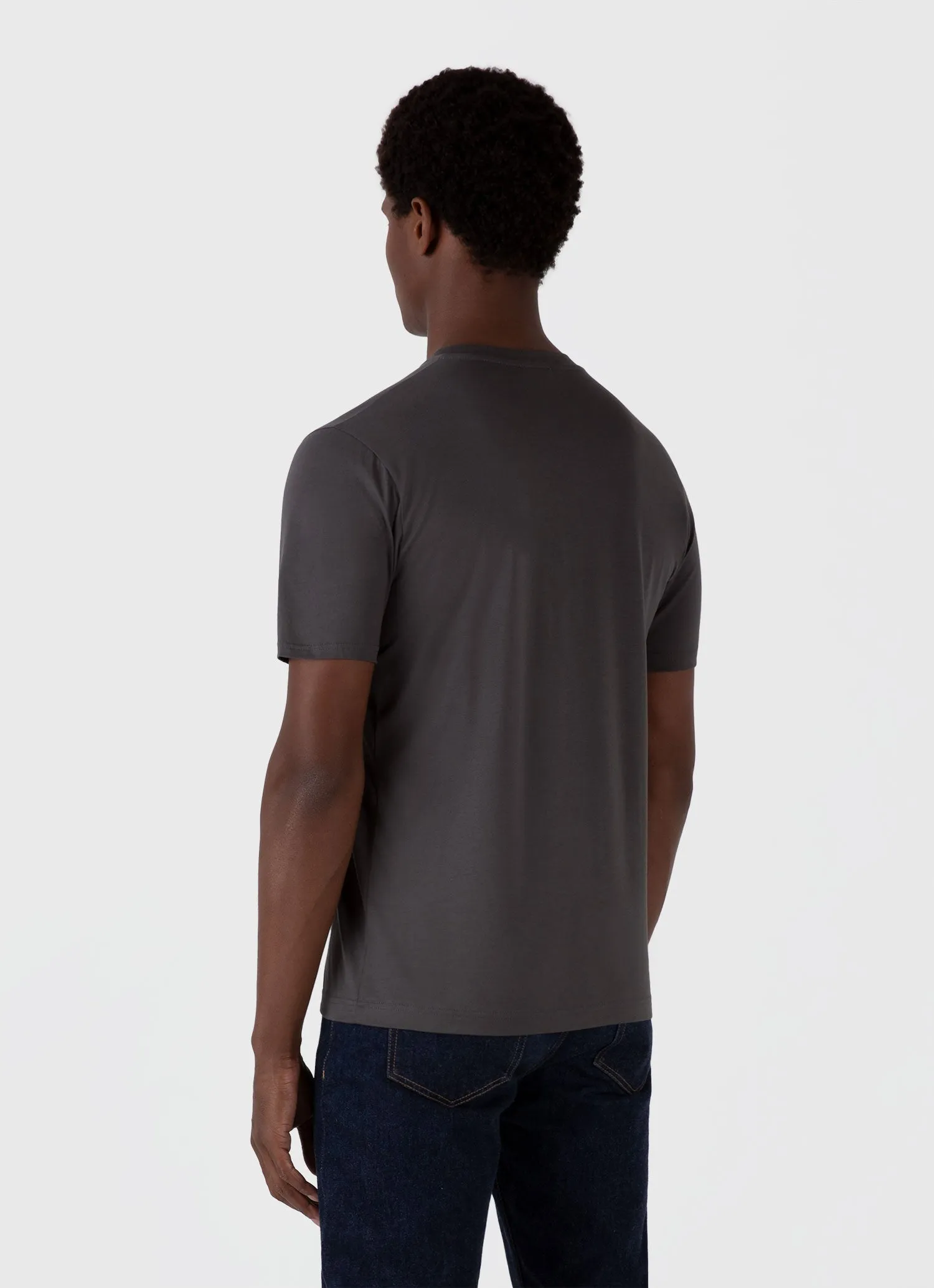 Men's Riviera Midweight T-shirt in Charcoal Sunspel
