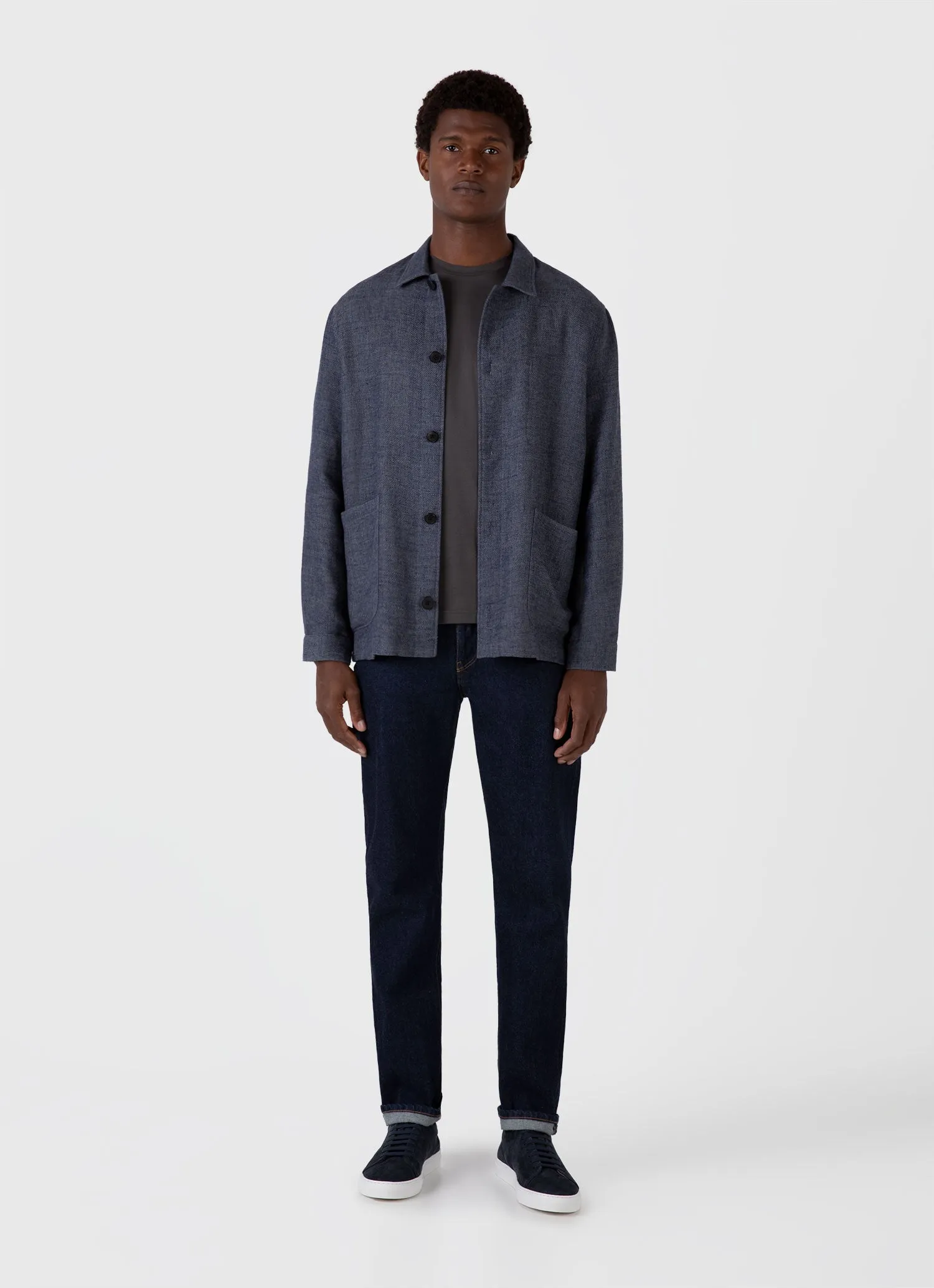 Men's Riviera Midweight T-shirt in Charcoal Sunspel