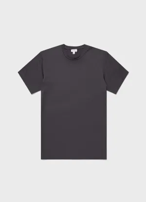 Men's Riviera Midweight T-shirt in Charcoal Sunspel