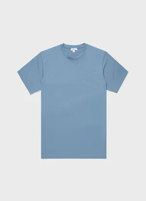 Men's Riviera Midweight T-shirt in Como Blue Sunspel
