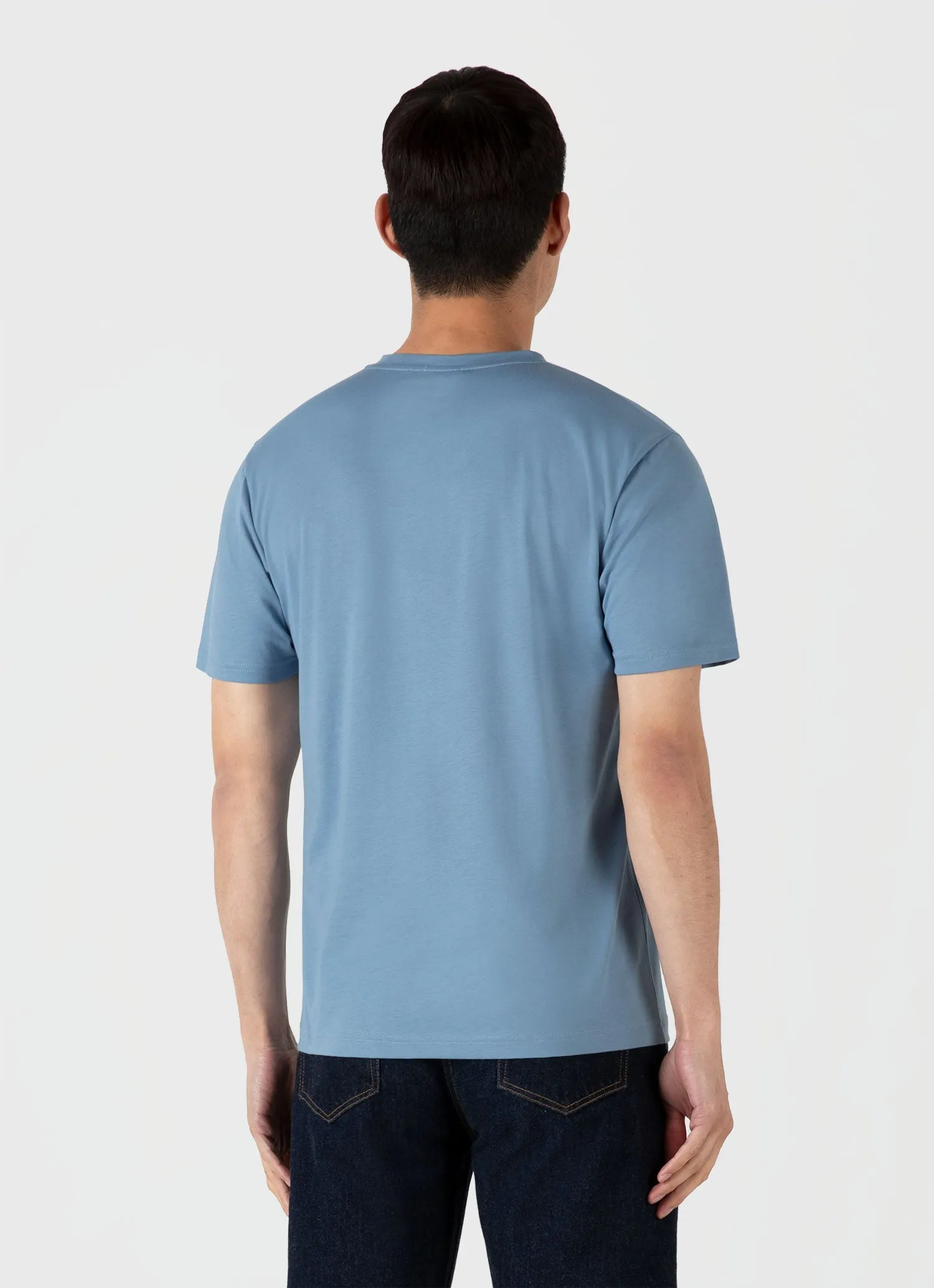 Men's Riviera Midweight T-shirt in Como Blue Sunspel