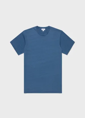 Men's Riviera Midweight T-shirt in Mid Indigo Wash Sunspel