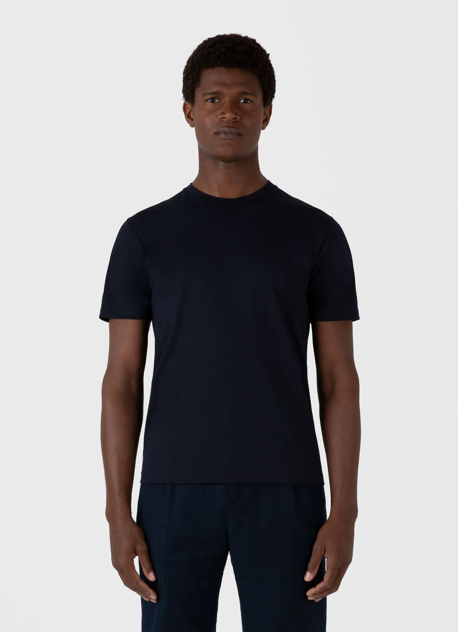 Men's Riviera Midweight T-shirt in Midnight Navy Sunspel