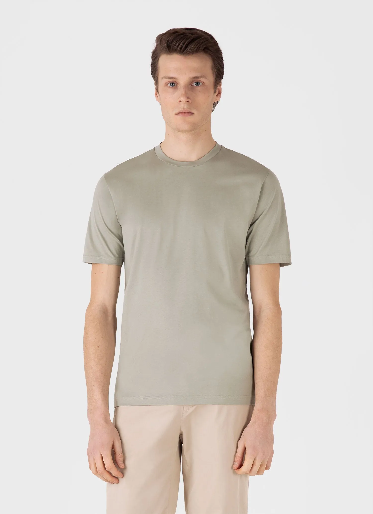 Men's Riviera Midweight T-shirt in Pastel Green Sunspel