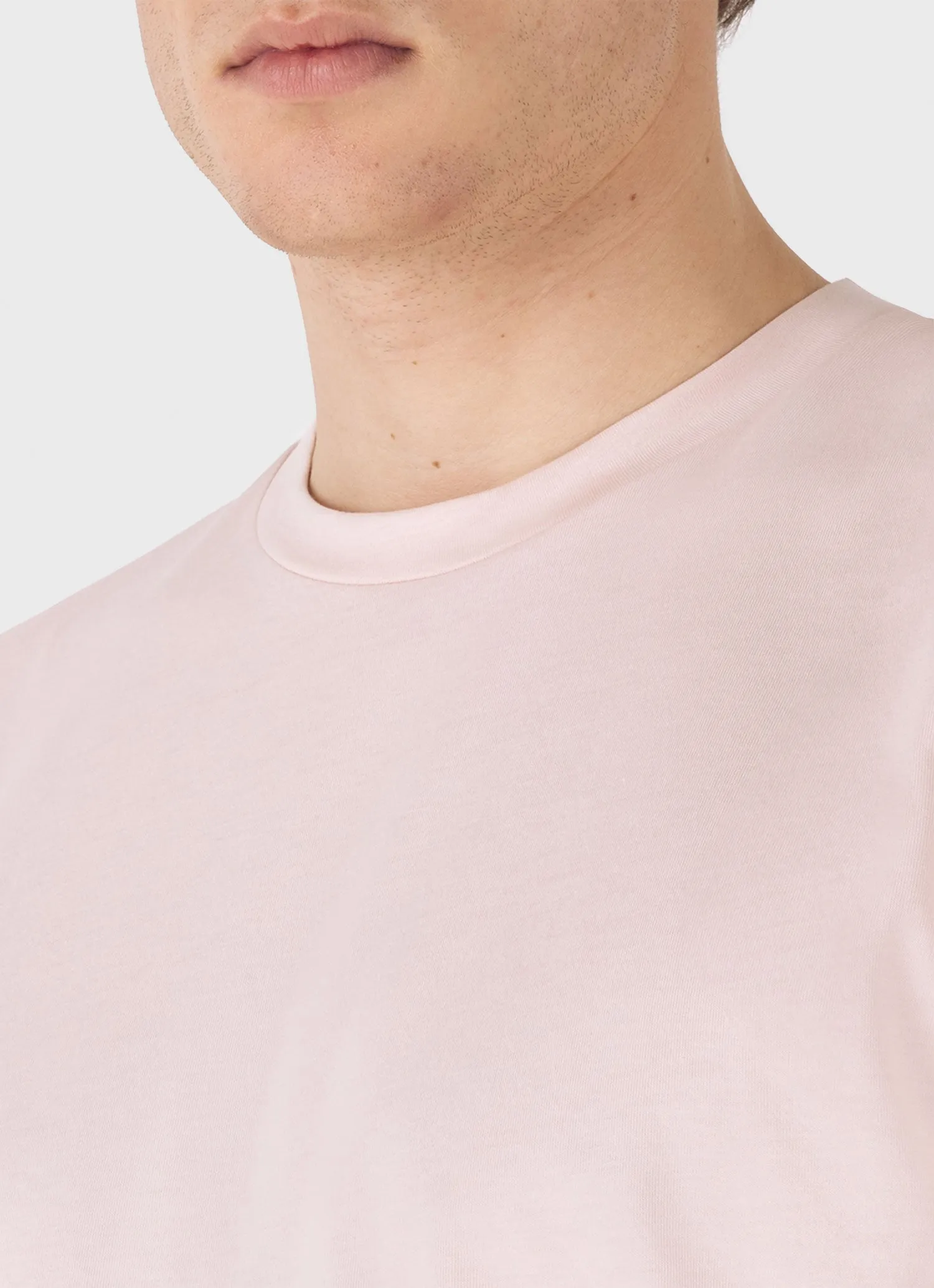 Men's Riviera Midweight T-shirt in Pastel Pink Sunspel