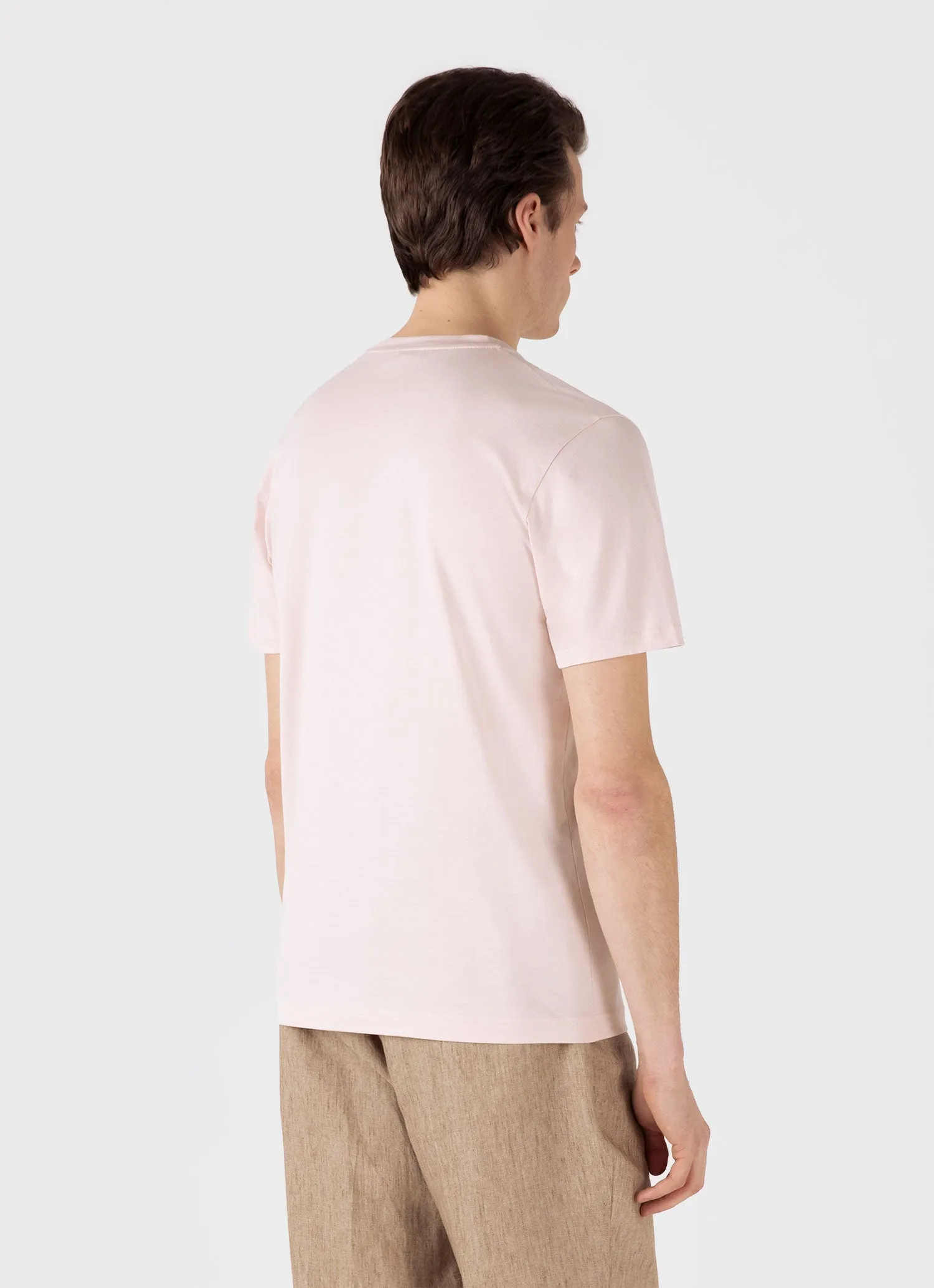 Men's Riviera Midweight T-shirt in Pastel Pink Sunspel