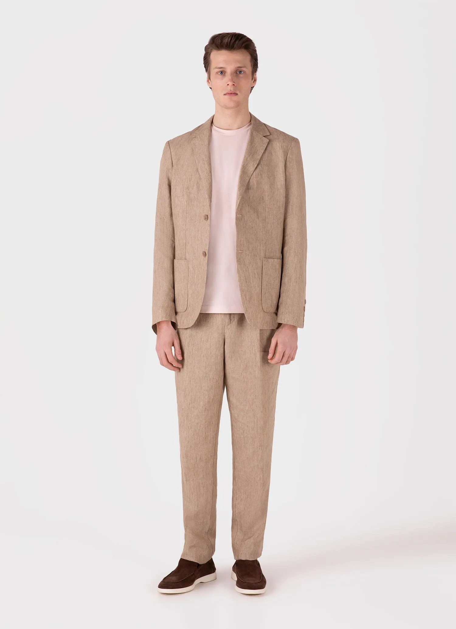 Men's Riviera Midweight T-shirt in Pastel Pink Sunspel