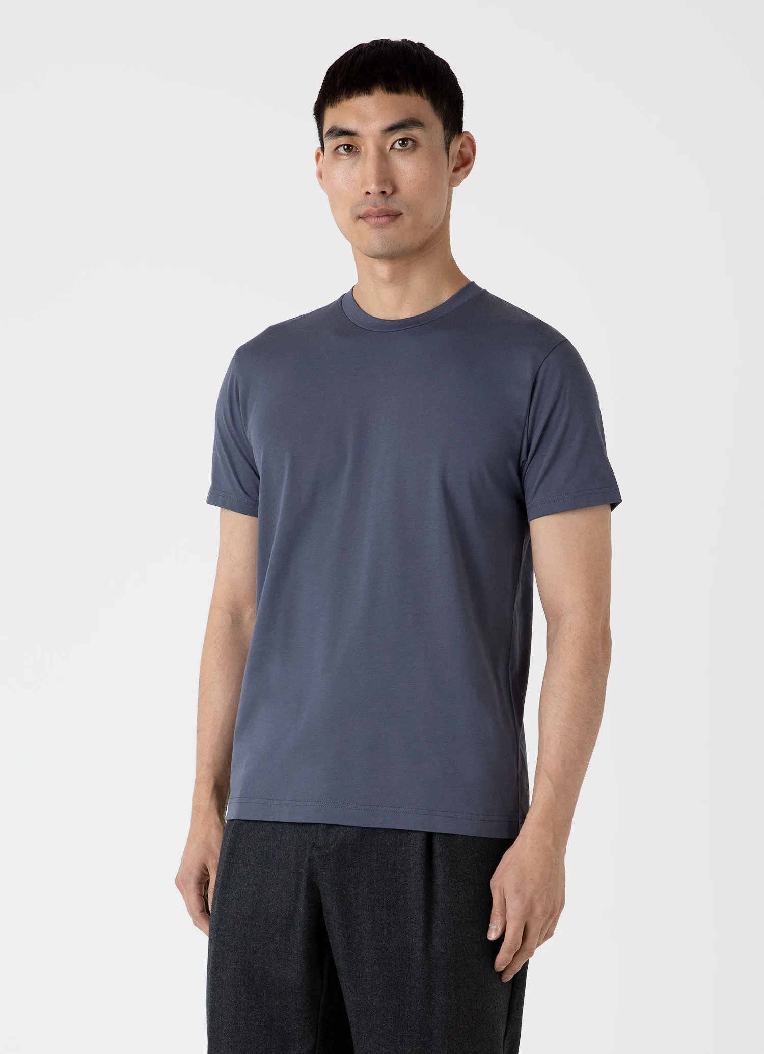 Men's Riviera Midweight T-shirt in Slate Blue Sunspel