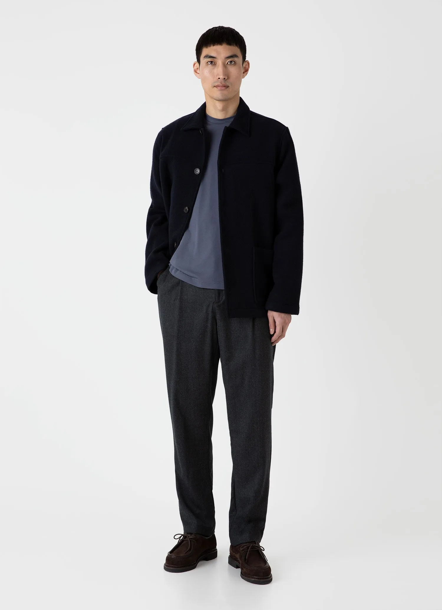 Men's Riviera Midweight T-shirt in Slate Blue Sunspel