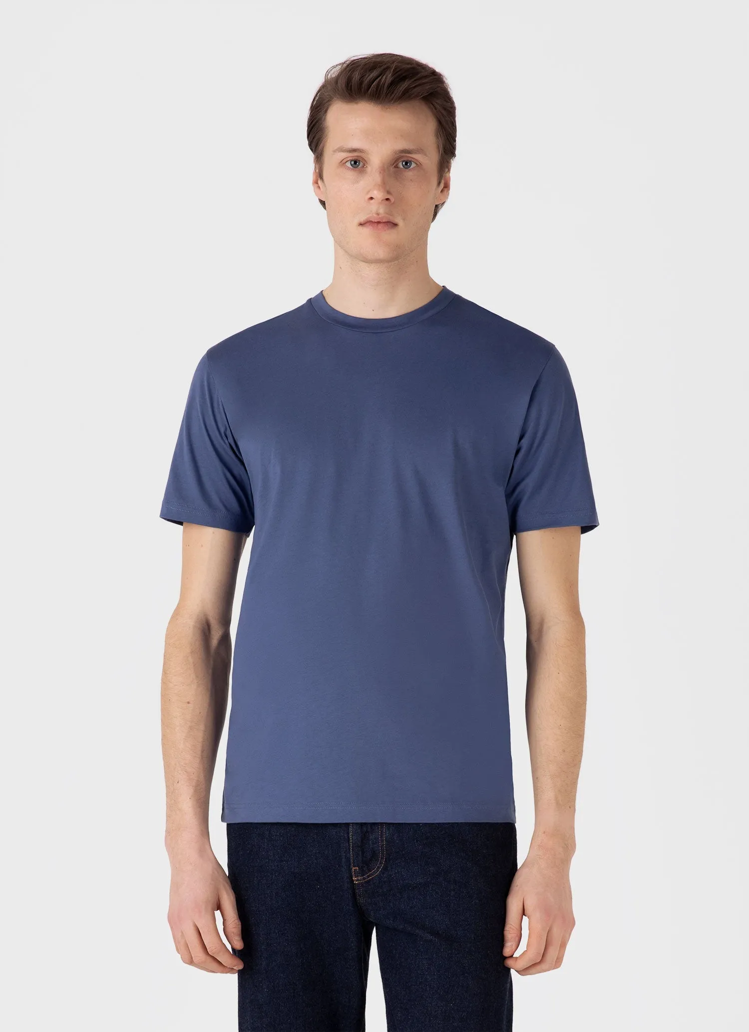 Men's Riviera Midweight T-shirt in Soft Denim Sunspel