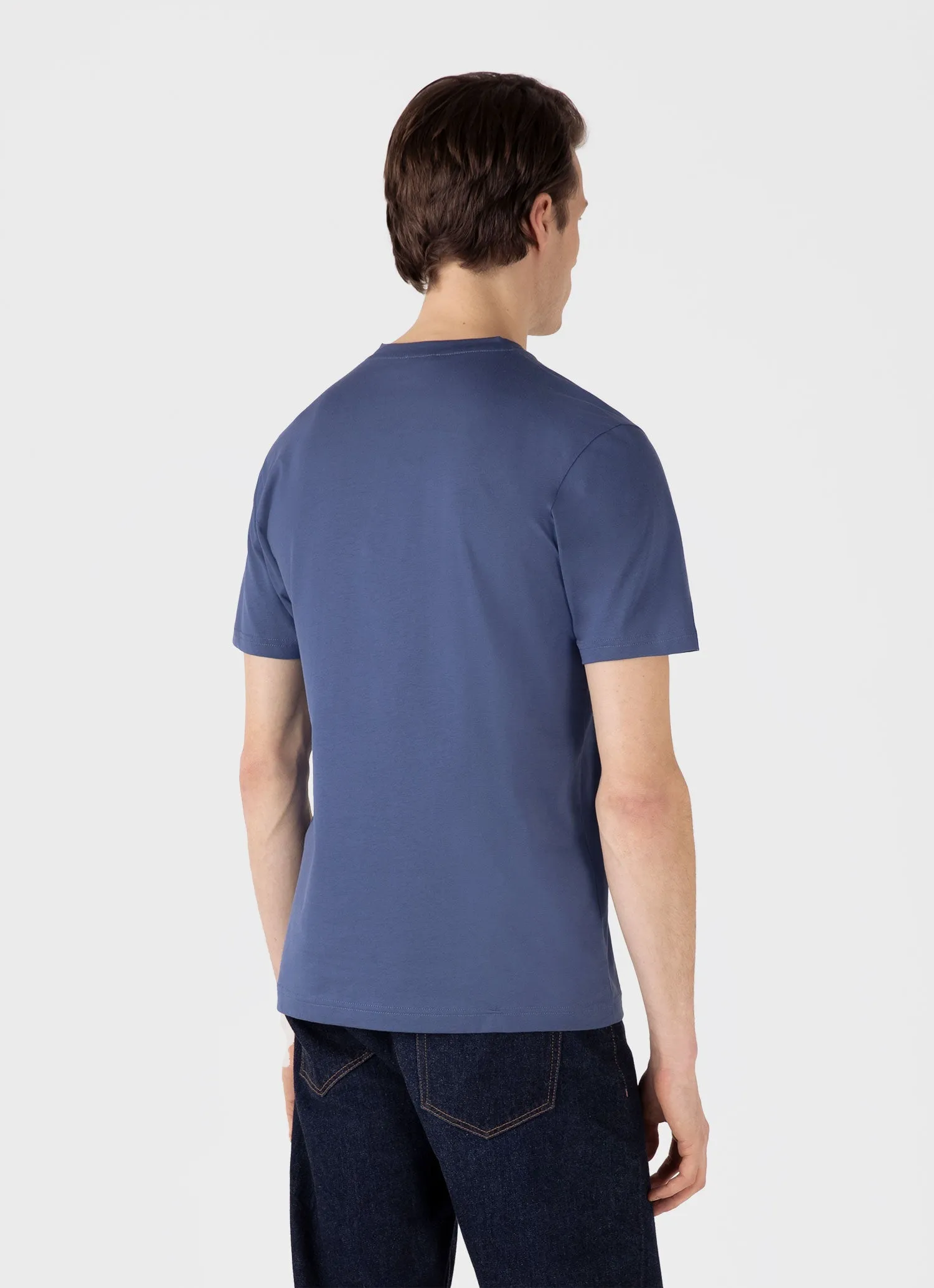 Men's Riviera Midweight T-shirt in Soft Denim Sunspel