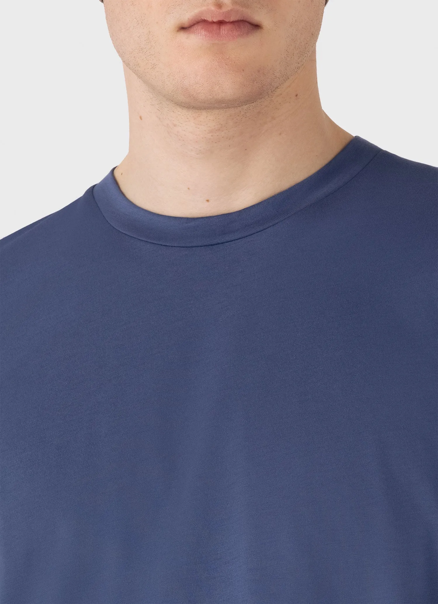 Men's Riviera Midweight T-shirt in Soft Denim Sunspel
